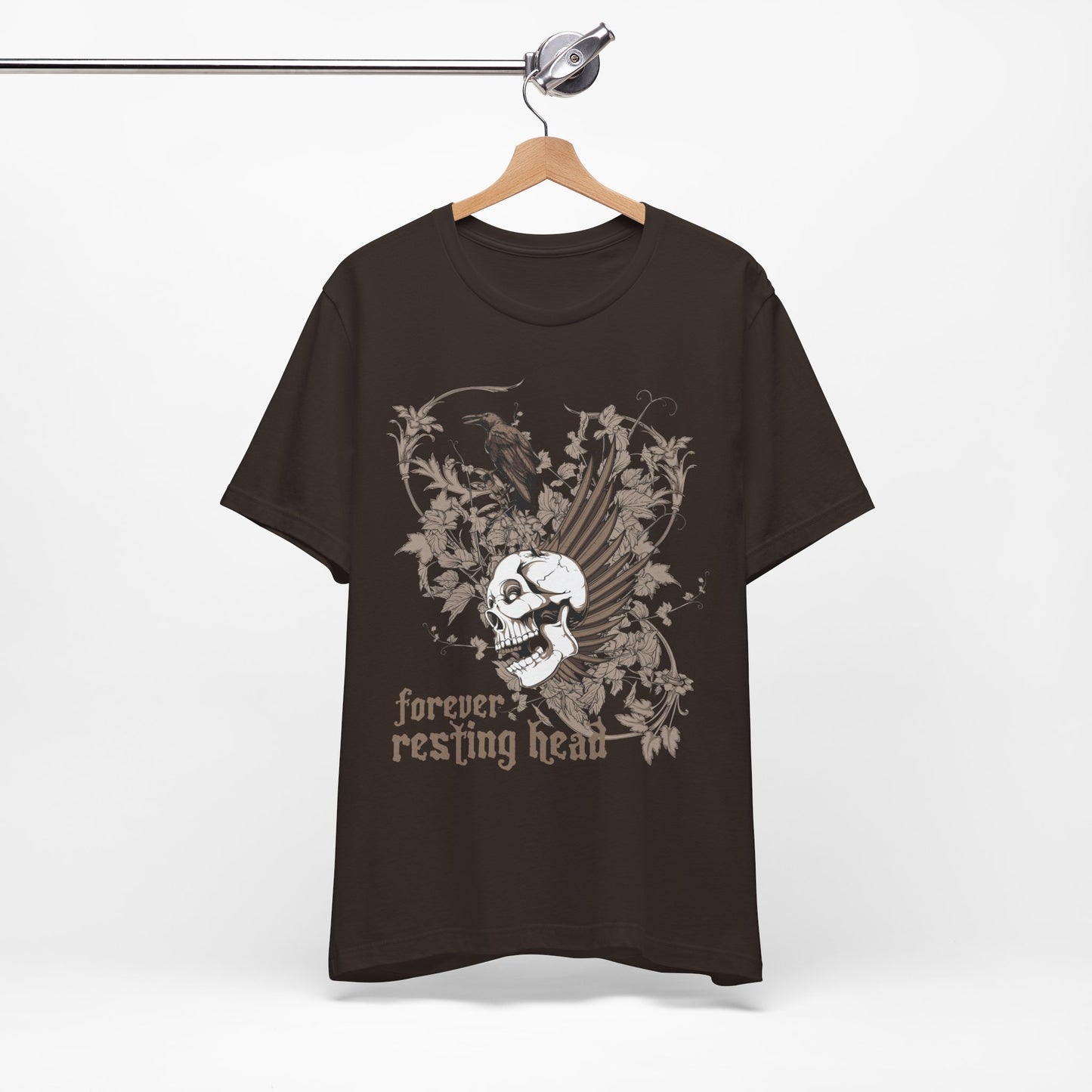 Forever Resting Head Tee, Edgy Graphic Shirt, Music T-Shirt, Gothic Tees, Skull Shirt, Art Design Tee, Skull Graphic Top