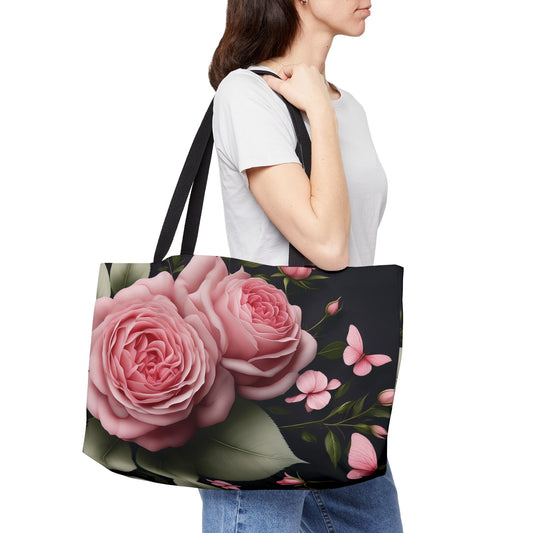Floral Print Poly Canvas Weekender Bag 8