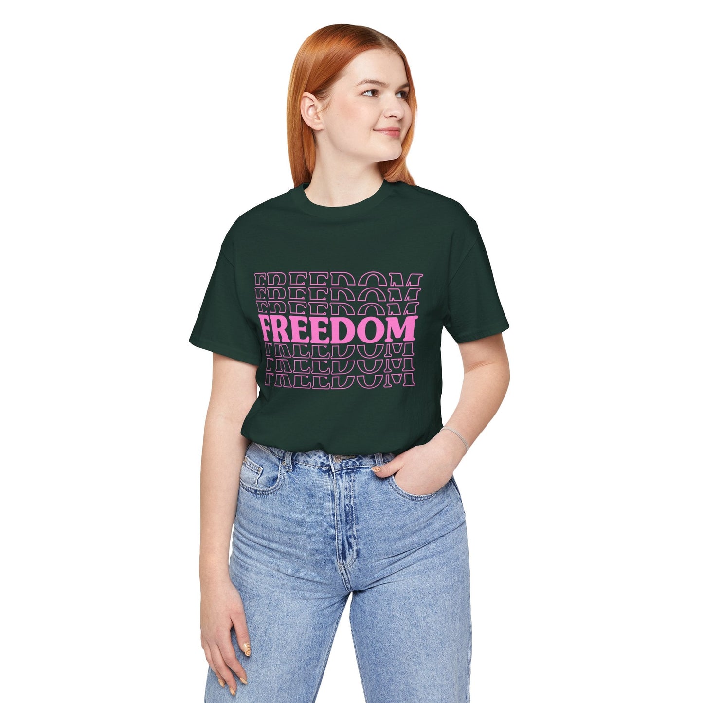 Freedom Text Graphic Unisex Cotton T-Shirt a8