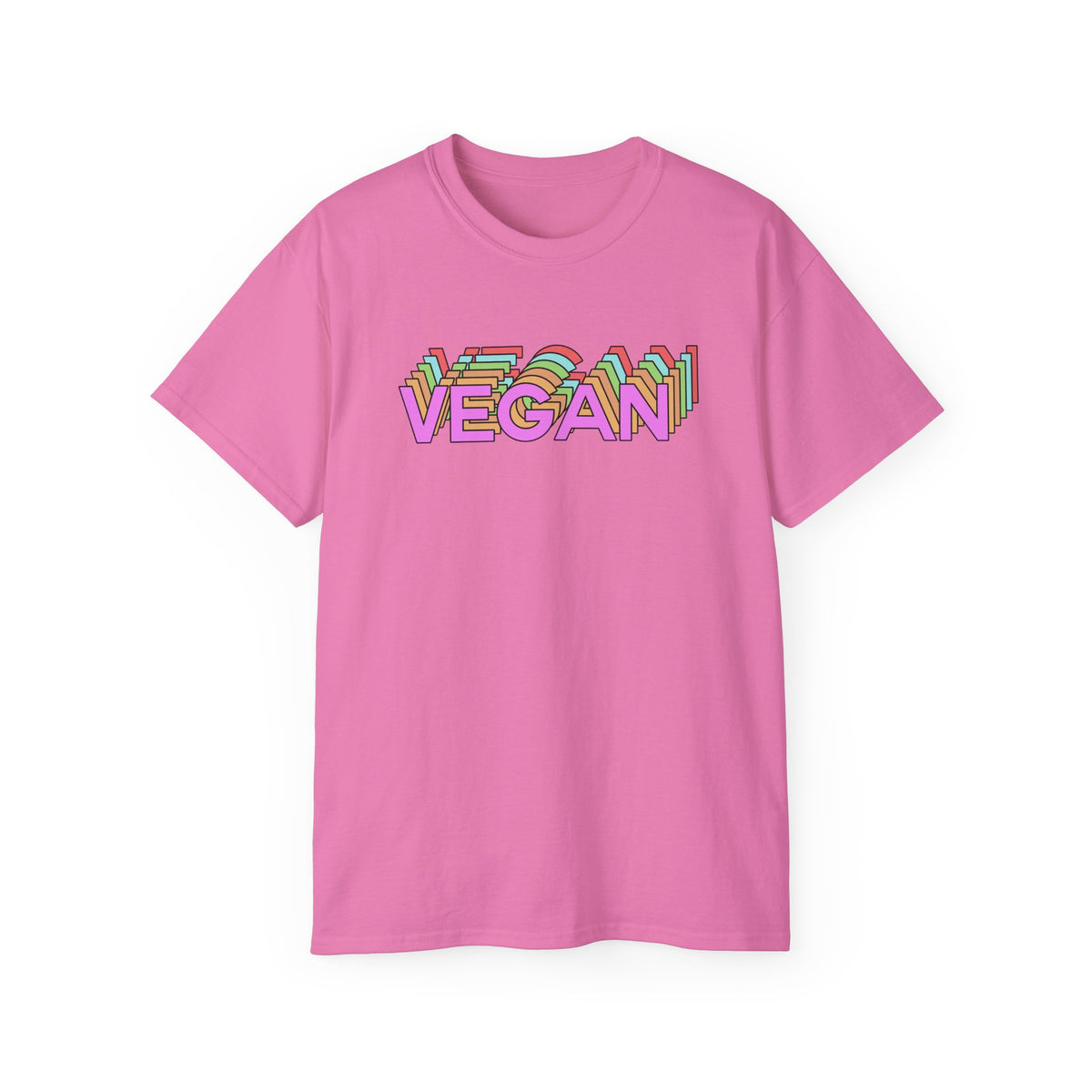 Vegan Retro Layered Text Tee | Colorful 3D Typography