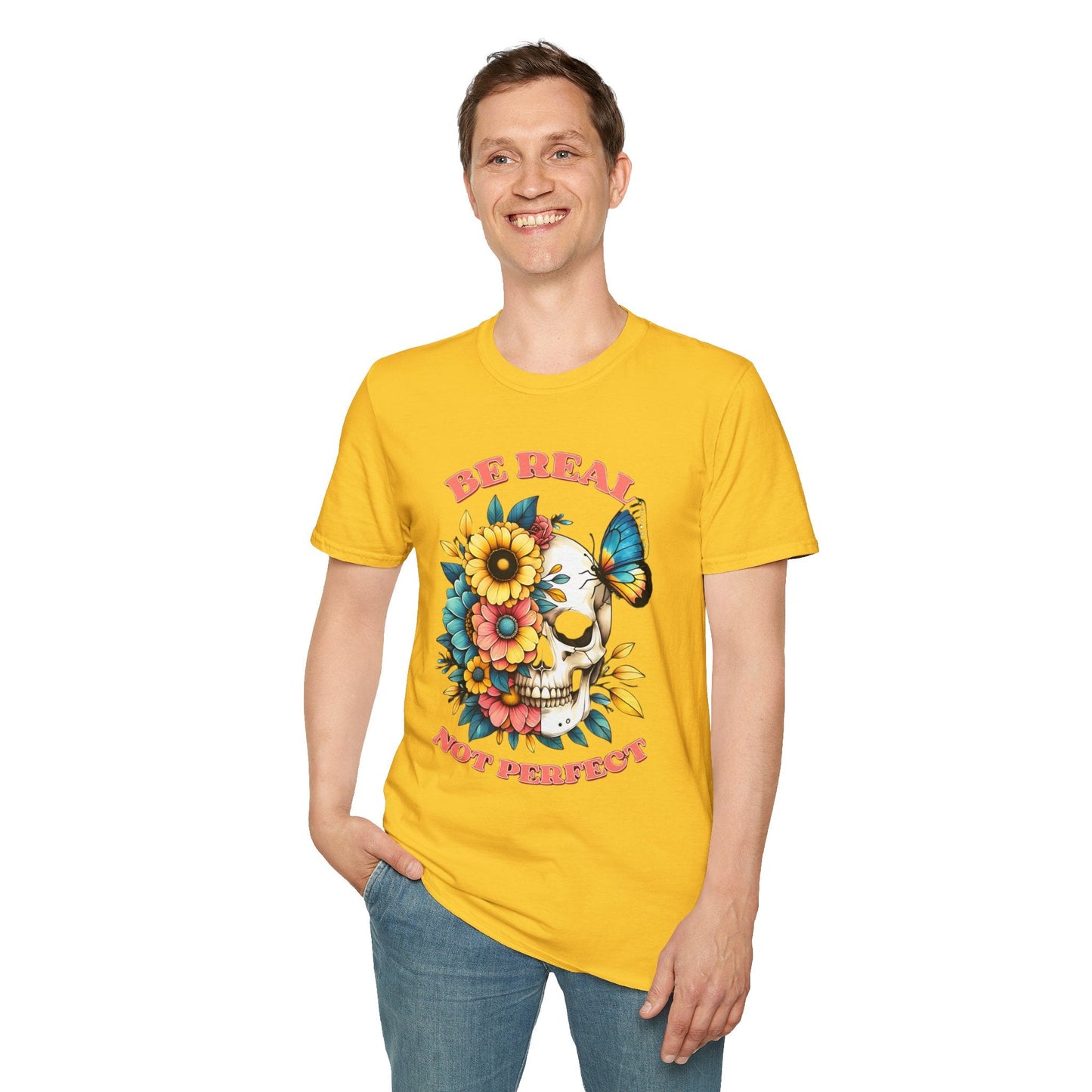 Gildan Skull Tee Shirt Unisex Skeleton Print Tee 100 Percent Ring Spun Cotton Softstyle