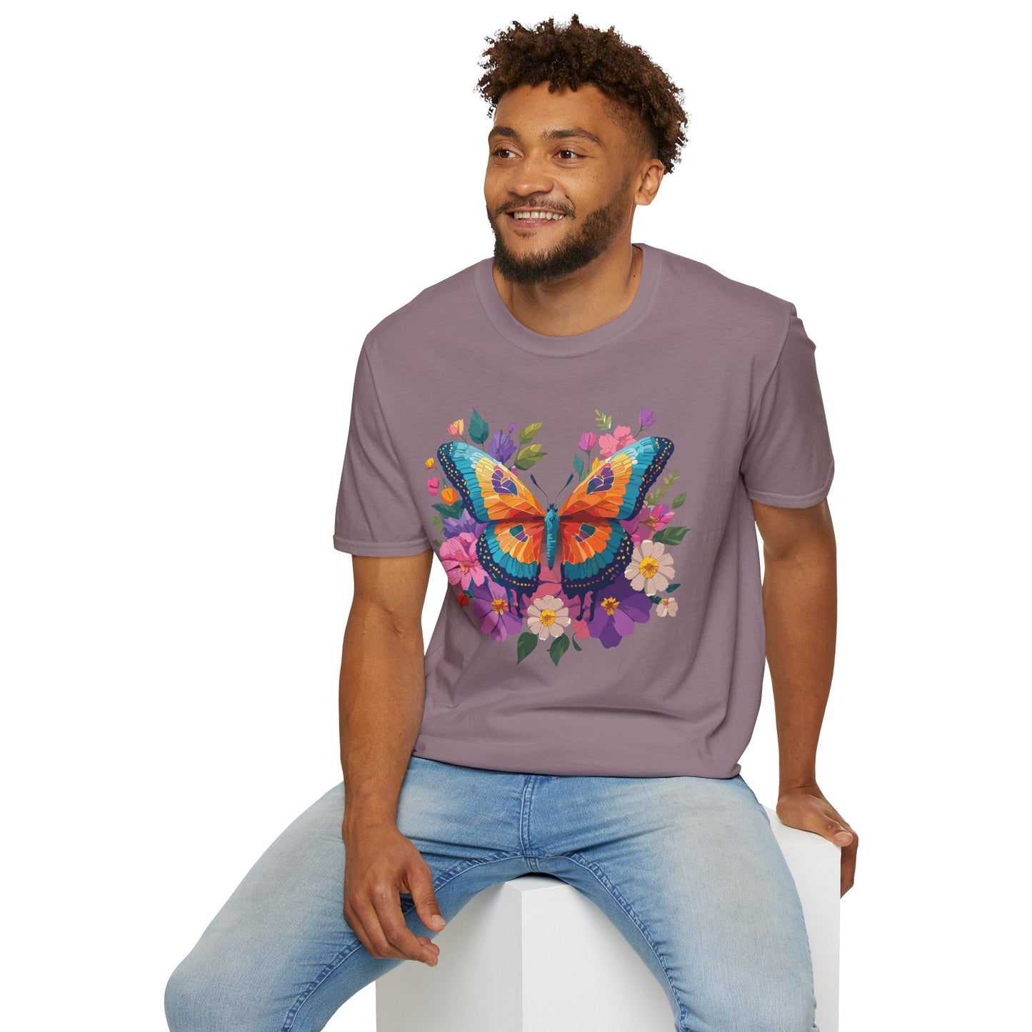 Butterfly Themed Unisex Softstyle T Shirt 100 Cotton Monarch Design Tee Gildan 64000