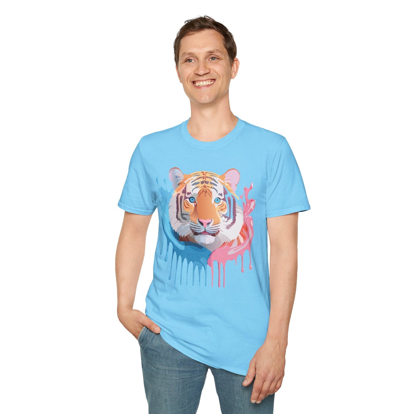 Tiger Shirt Unisex Animal Print Tee Gildan Softstyle 64000 Cotton