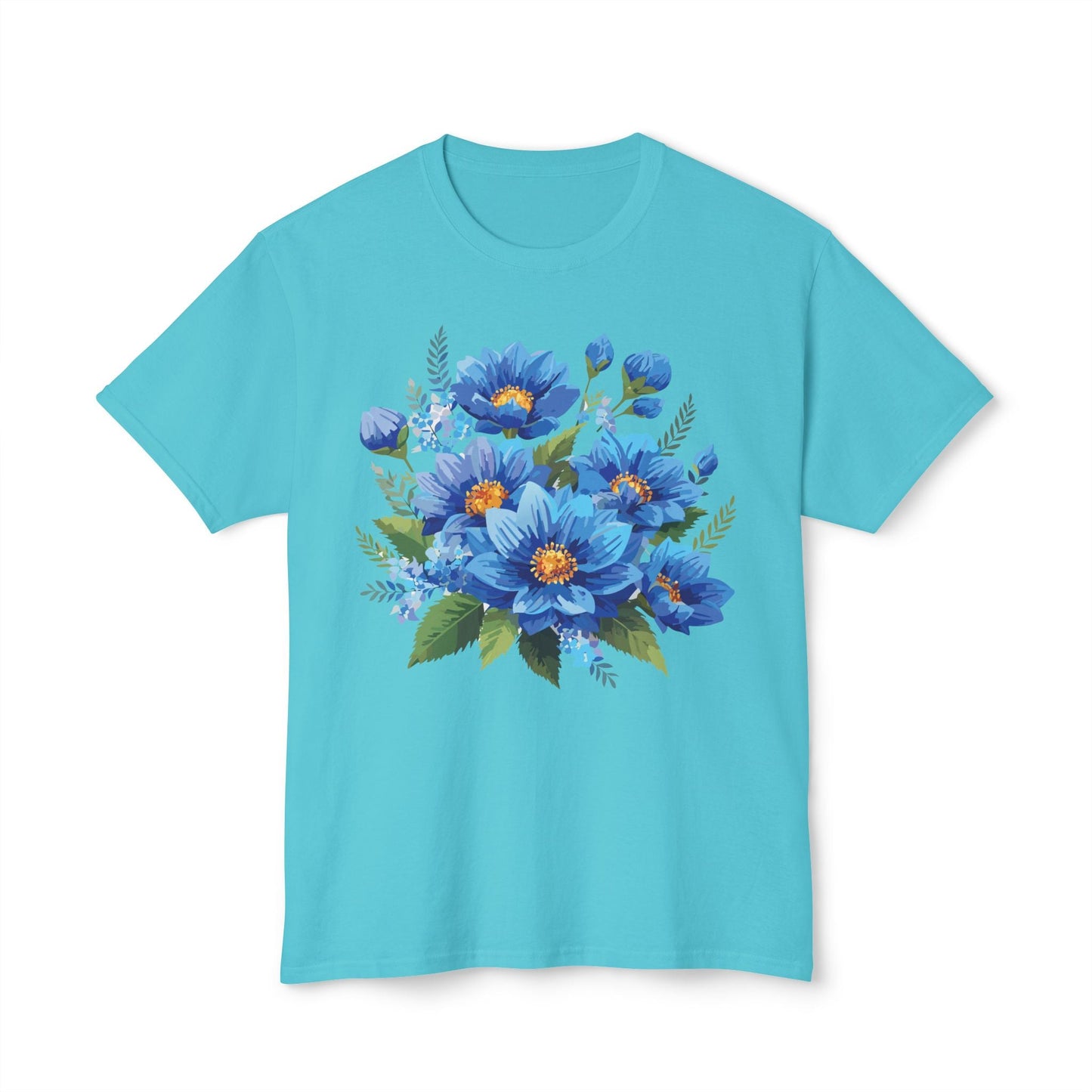 Unisex Floral T Shirt with Vintage Flower Art Print HD Cotton Tee Designed In USA
