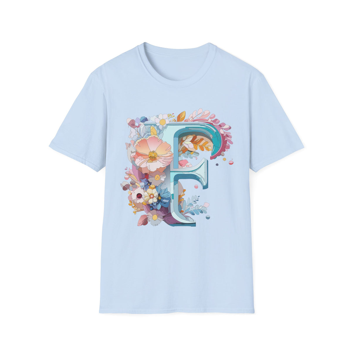 Floral Letter F T-Shirt | Botanical Monogram Tee, Initial F Shirt