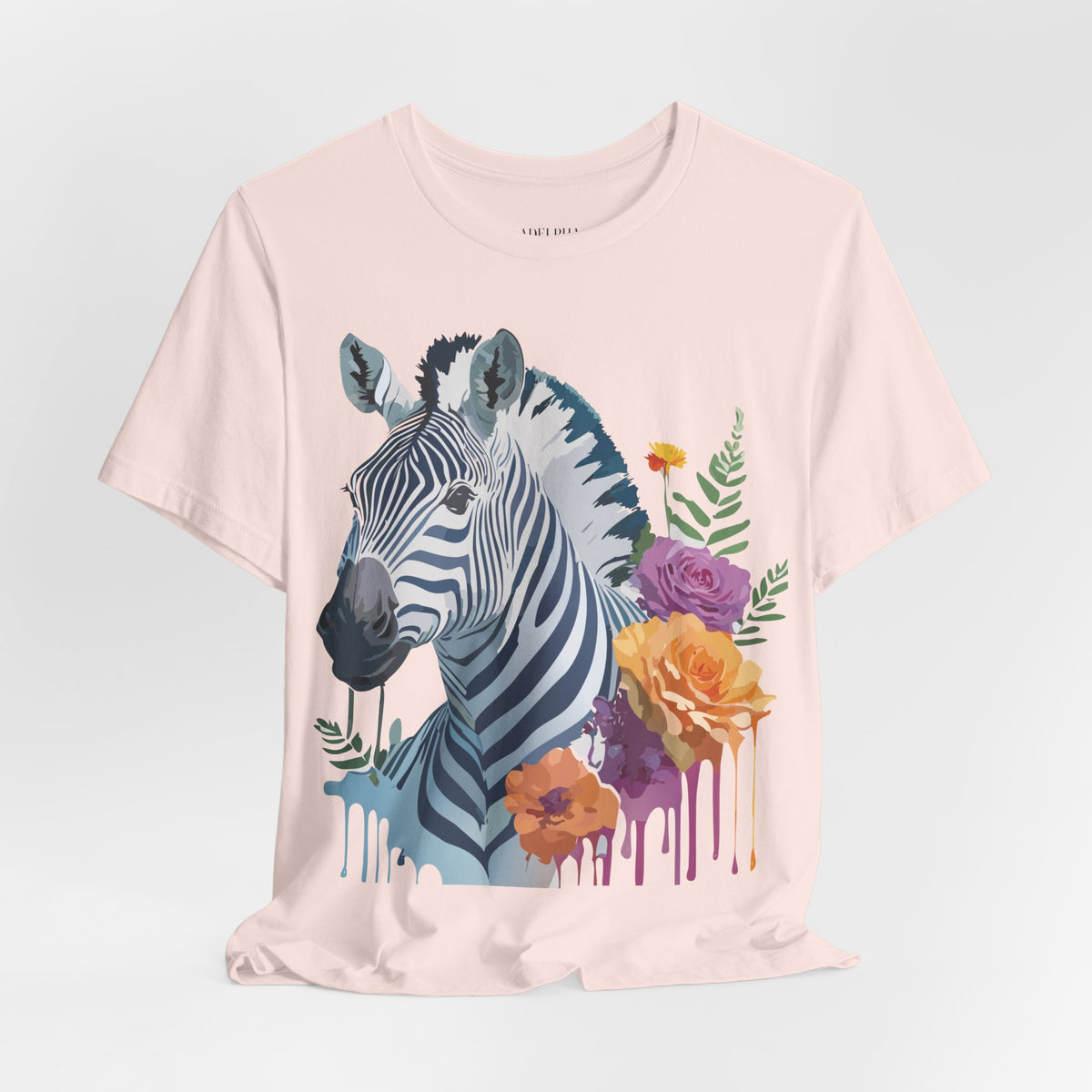 Zebra Graphic Unisex Cotton Bella+Canvas Tee with Art Animal Design e74