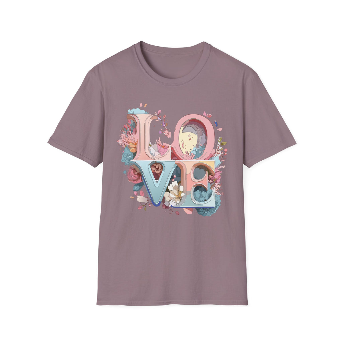 Floral LOVE Lettering T-Shirt | Pastel Botanical Typography