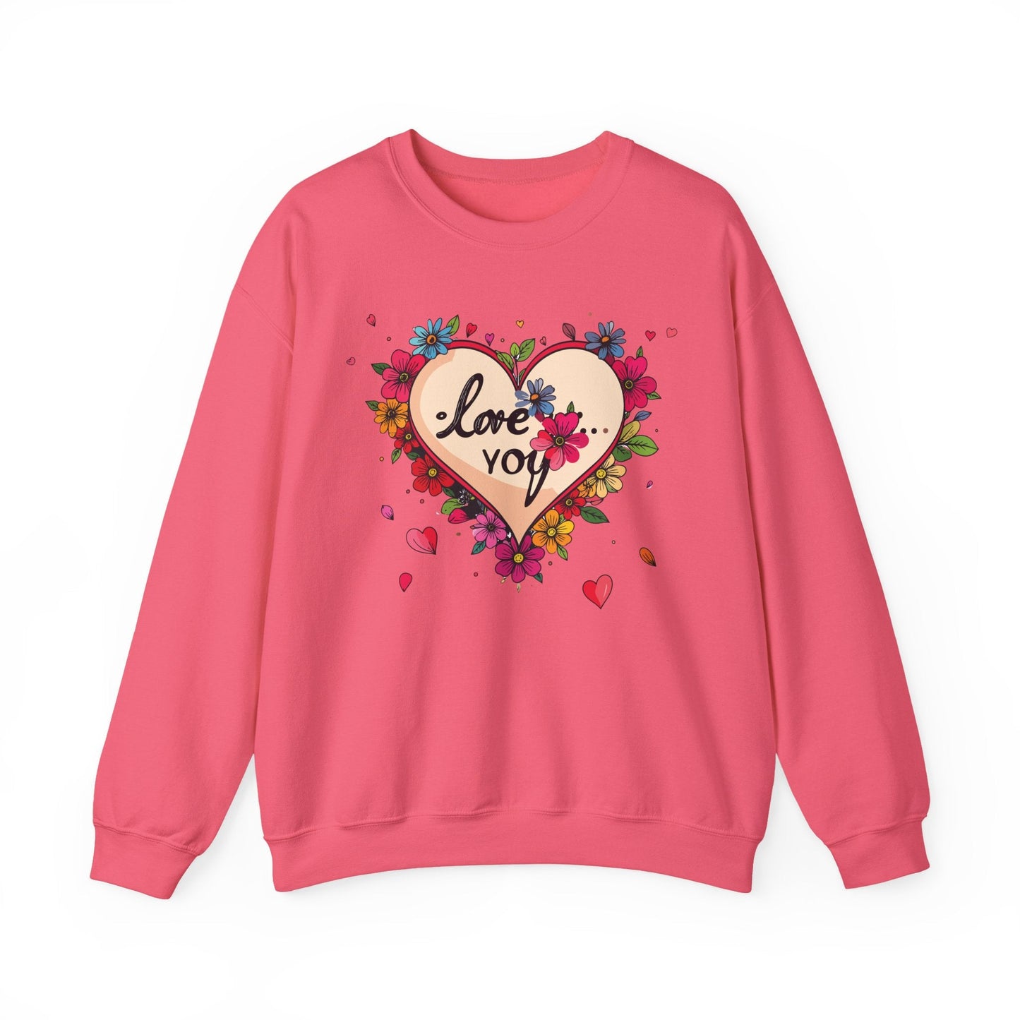 Floral Heart Love Sweatshirt Floral Heart Valentines Day Unisex Crewneck Fifty Fifty Cotton Polyester