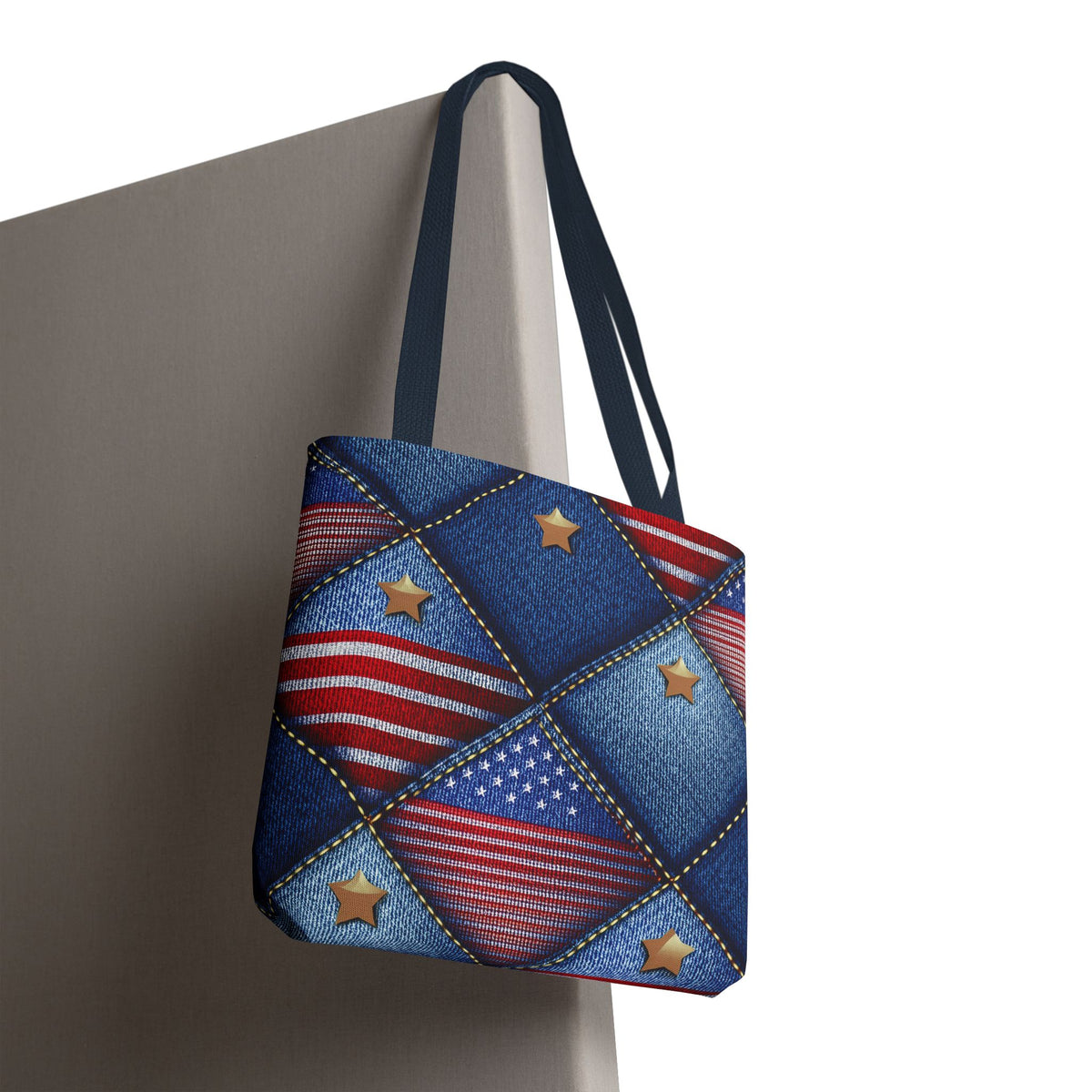 4th of July Graphic Denim Fabric Imitation Print Unisex Canvas Bag Poly Spun 3 Sizes Tote Bag 200-20