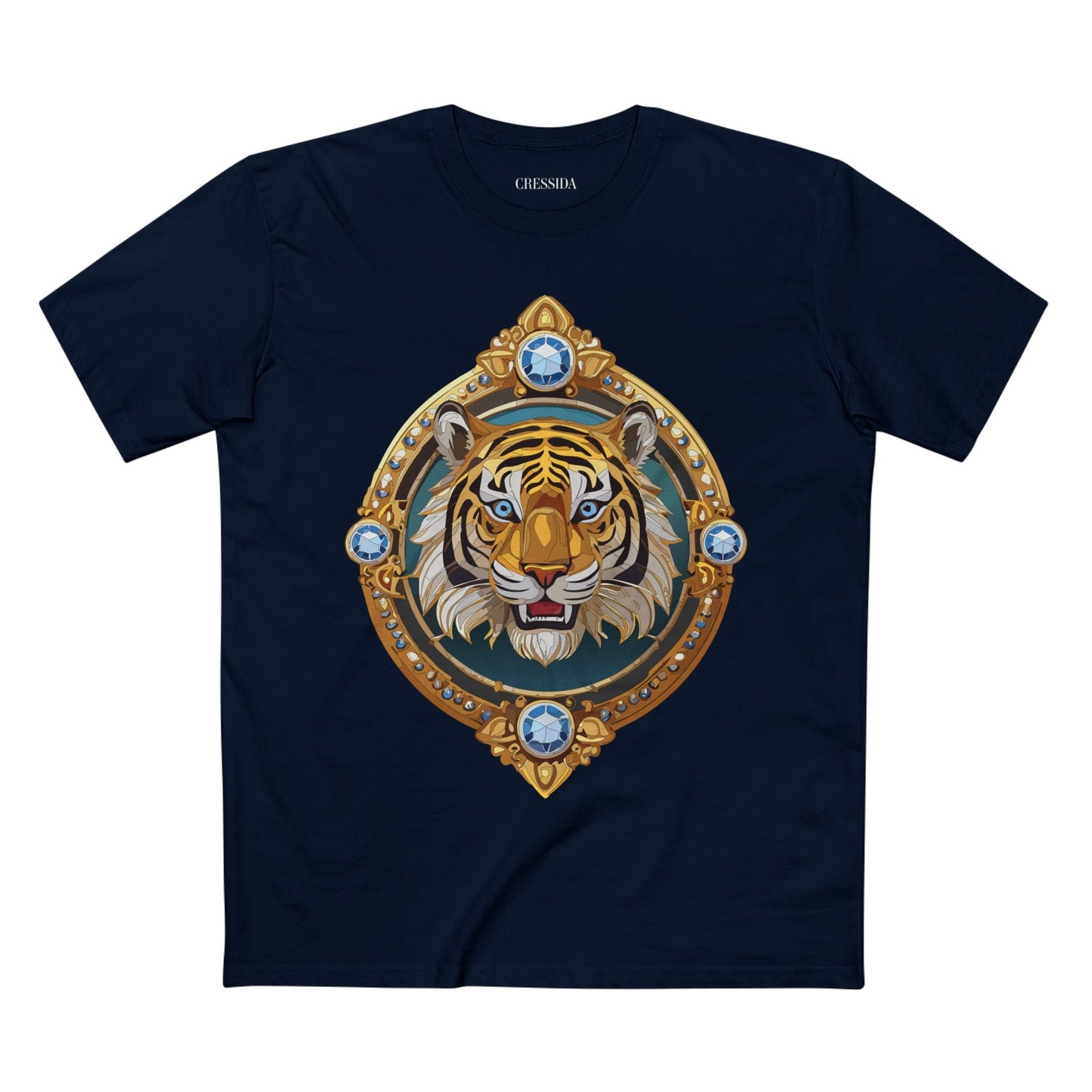 Tiger Graphic Unisex 100 Cotton Tee With Unique Animal Golden Medallion Art Design 6