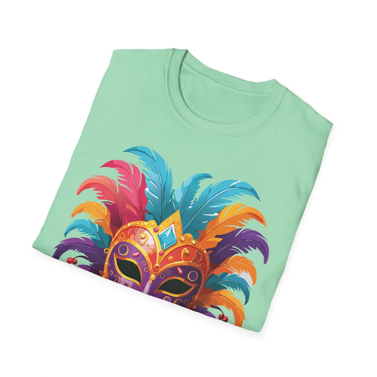 Unisex Gildan Softstyle Mask Tee Shirt With Art Design Casual Everyday Wear Masquerade Tee
