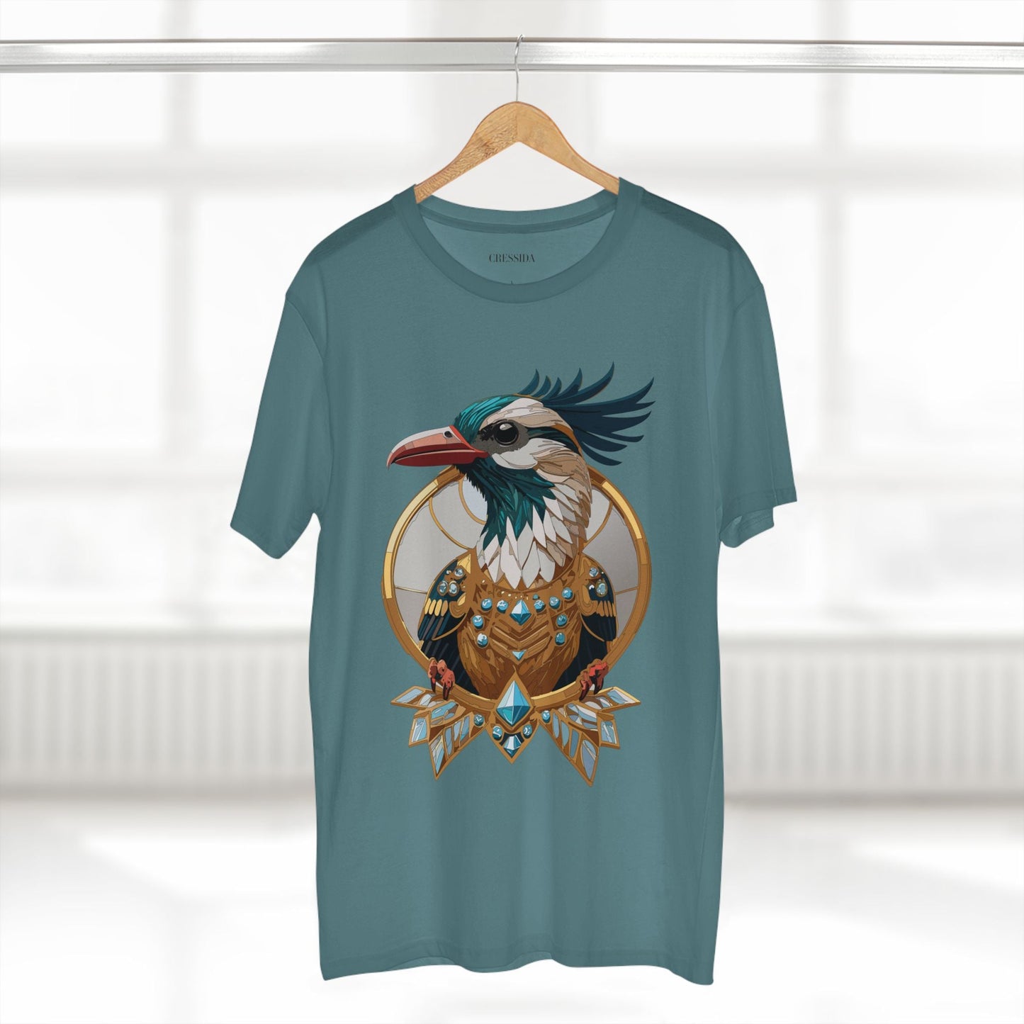 Bird Graphic Unisex 100 Cotton Tee With Unique Animal Golden Medallion Art Design 19