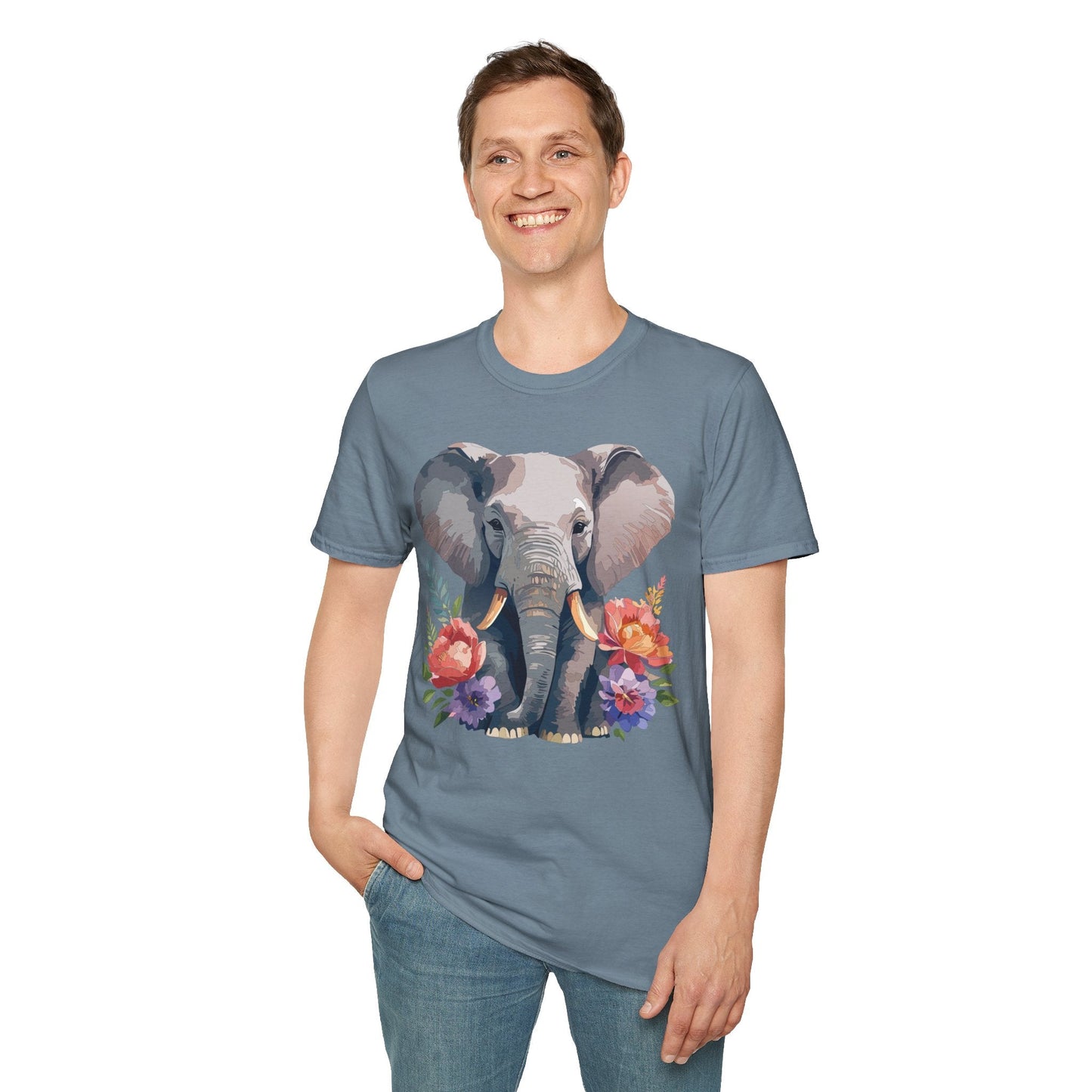 Elephant T Shirt Unisex Gildan Softstyle 64000 100 Percent Ring Spun Cotton Casual Tee