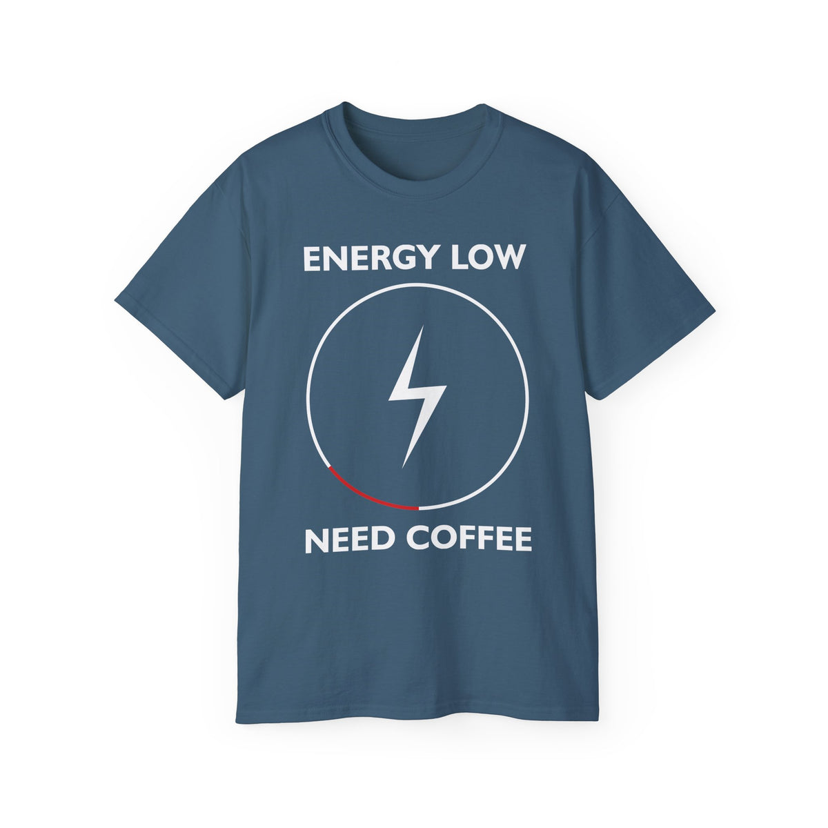 Energy Low Need Coffee T-Shirt | Battery Lightning Design