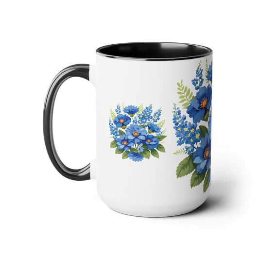 Taza de café de dos tonos con flores