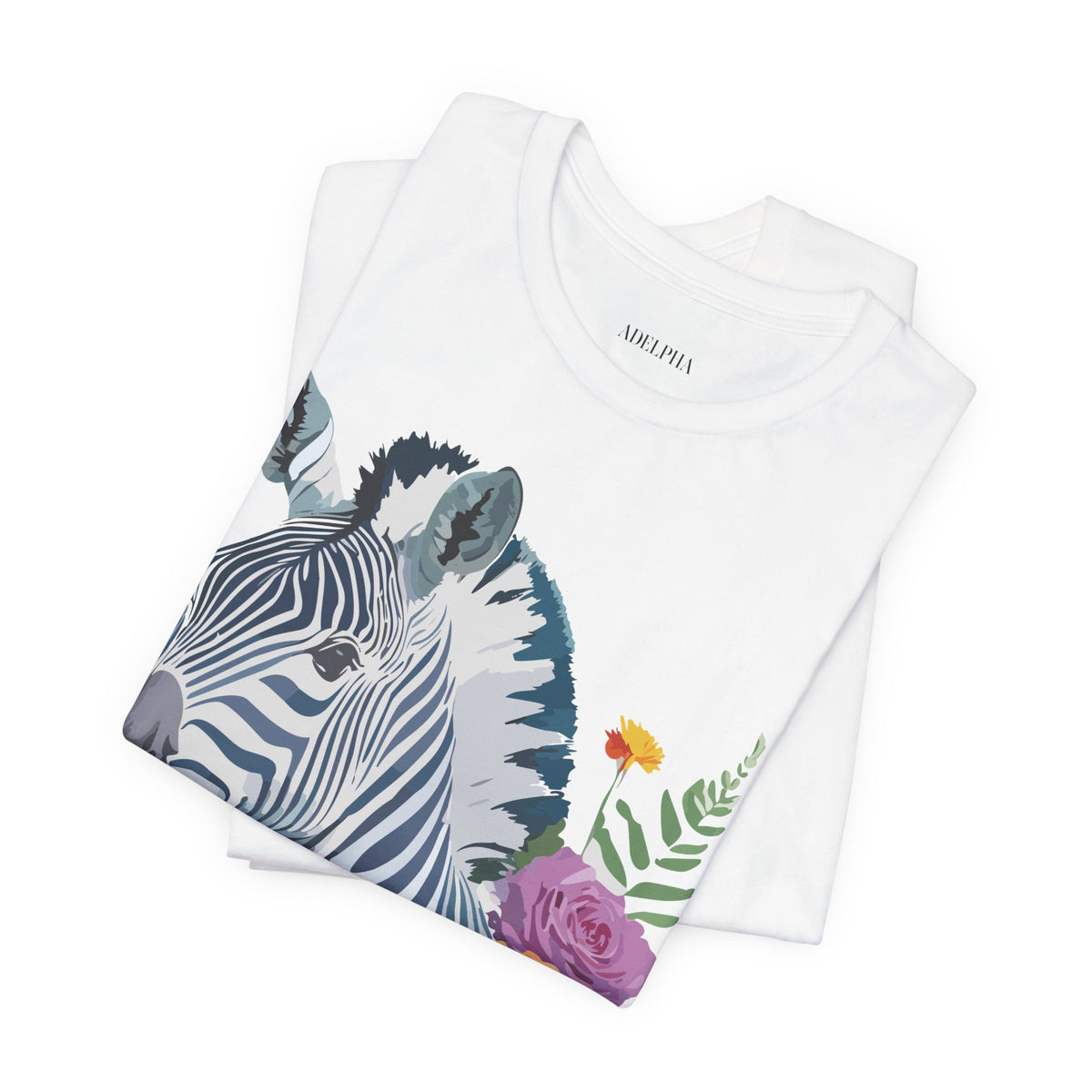 Zebra Graphic Unisex Cotton Bella+Canvas Tee with Art Animal Design e74
