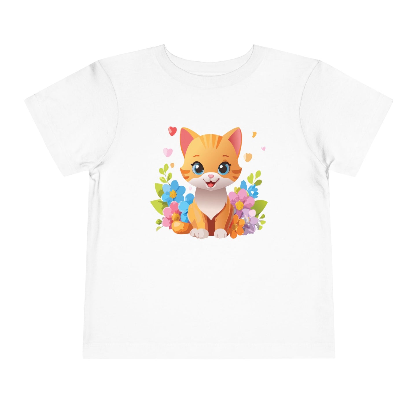 Bonita camiseta de manga corta para niños pequeños con gato: adorable camiseta con gráfico de gatito para niños (2 a 5 años)