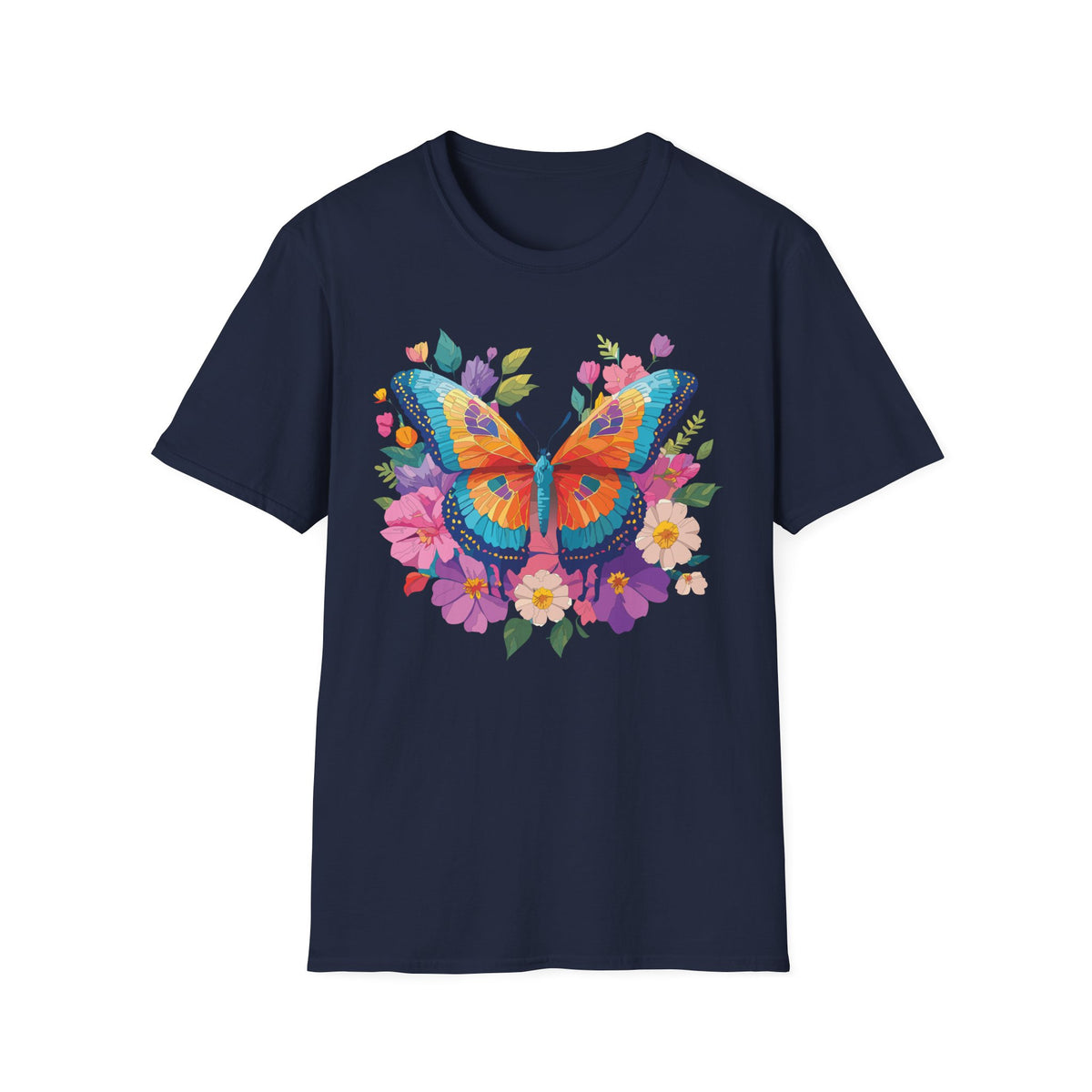 Colorful Butterfly Floral Tee | Vibrant Monarch Butterfly Graphic Tee Unisex 100 Cotton Gildan T-Shirt