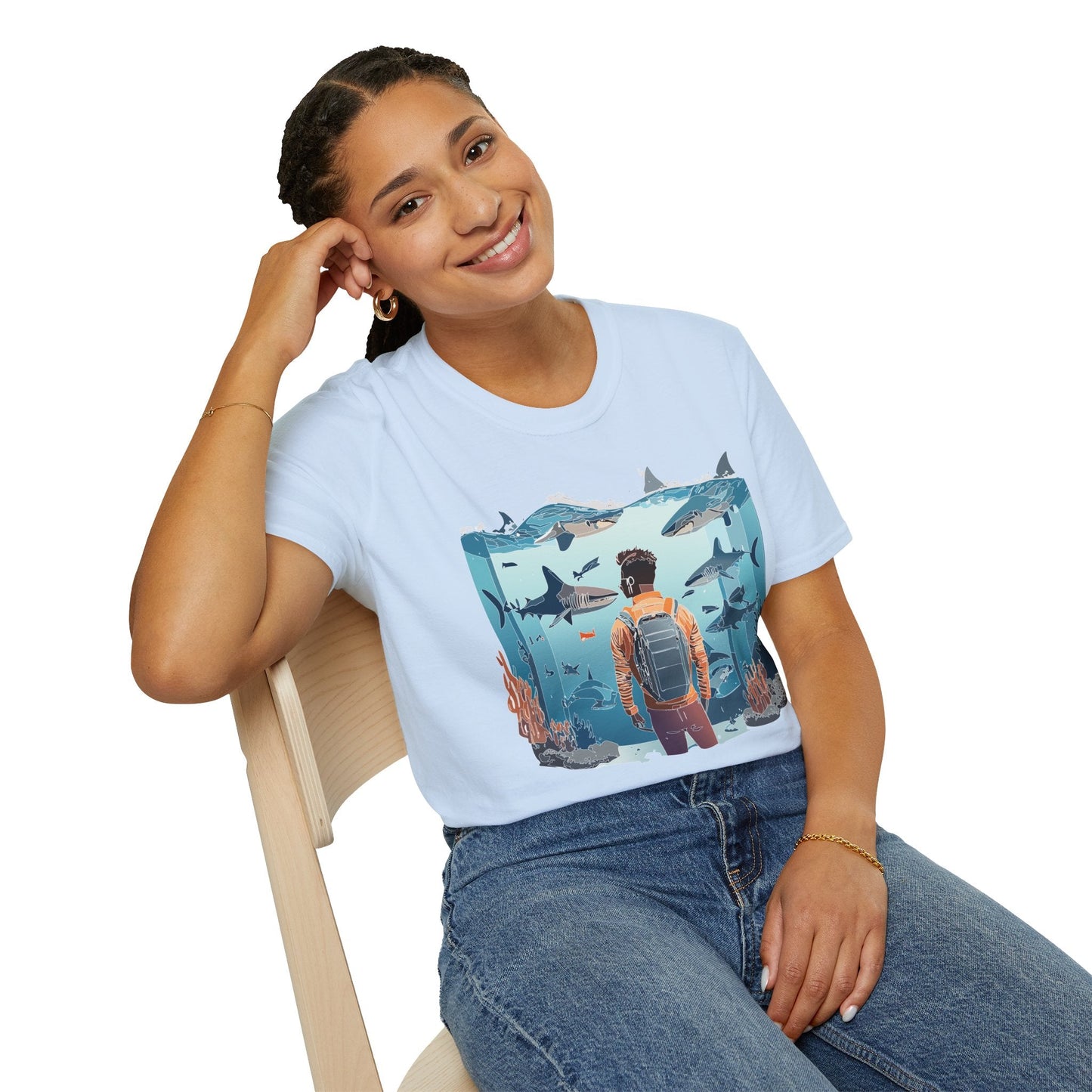 Ocean Themed Unisex Short Sleeve Tee Gildan Softstyle 64000 Ocean Inspired Art Design