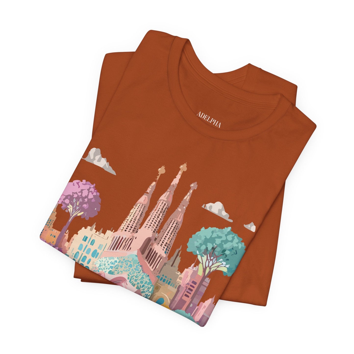 Barcelona Tourist Shirt Unisex Graphic Tee Featuring Original Vintage Art Adelpha