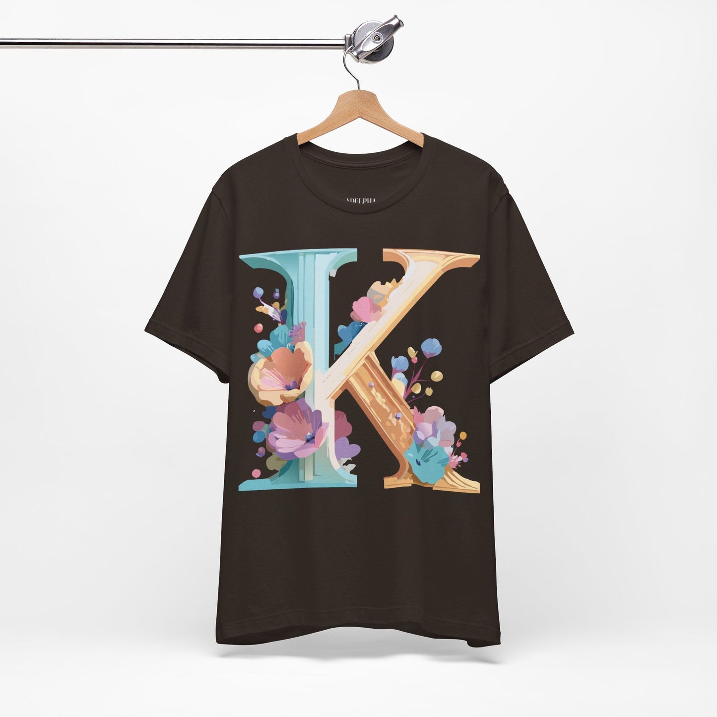 Letter K Shirt Graphic Tee Unisex Vintage Inspired Adelpha Art Design Tee Premium Soft Cotton