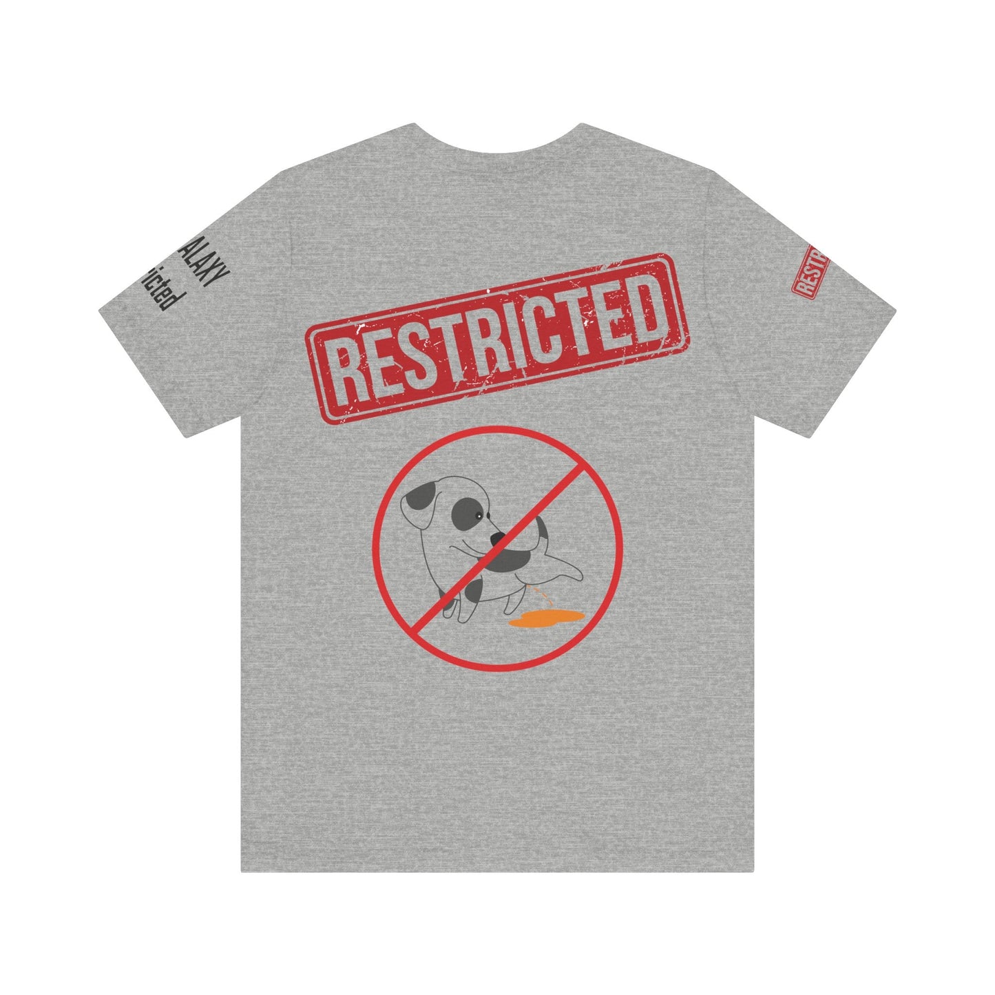 Tee Shirt With Red Stamp From Bad Galaxy Eco Friendly 100 Percent Cotton Printed In USA