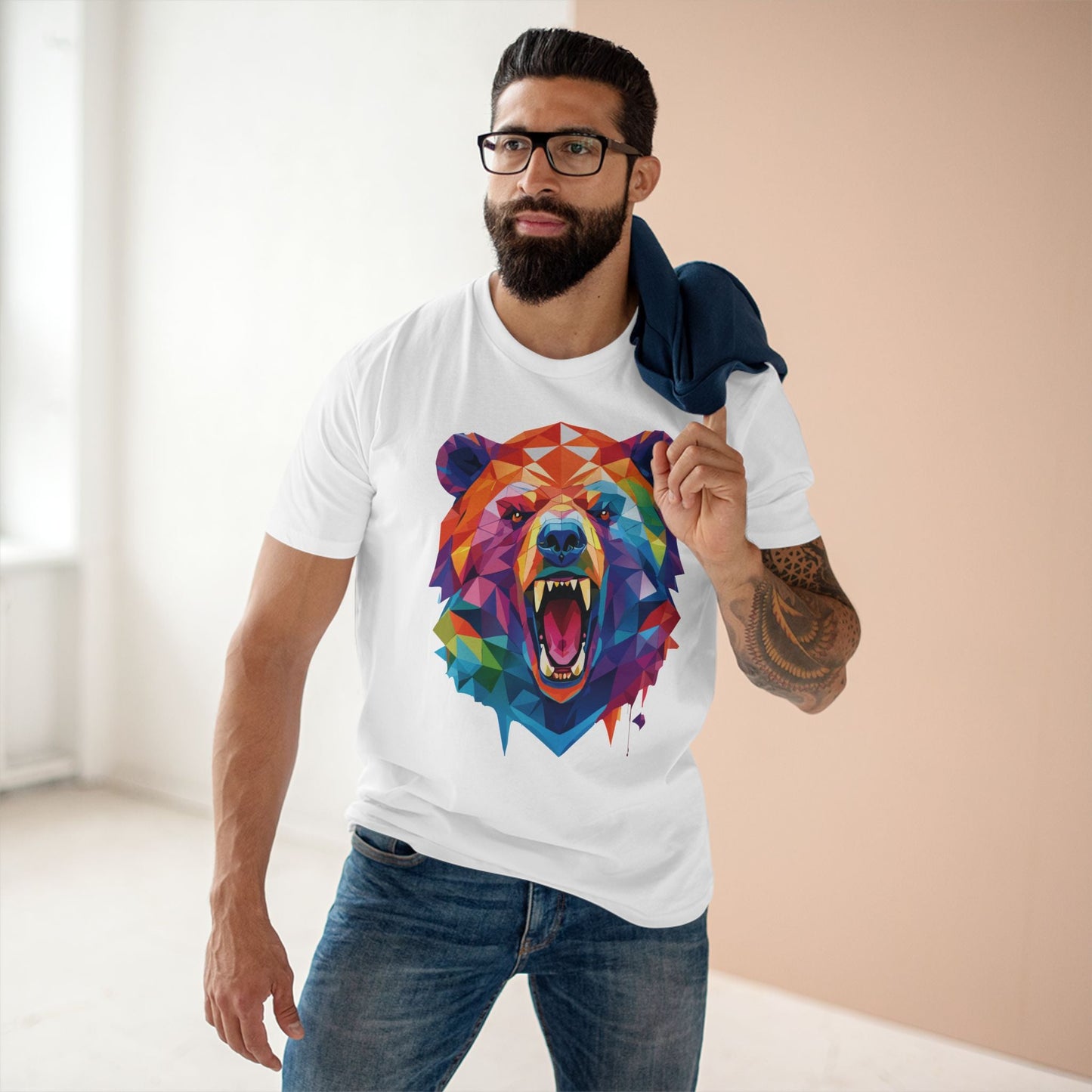 Bear Graphic Unisex 100 Cotton Staple Tee with Animal Design Artwork 15