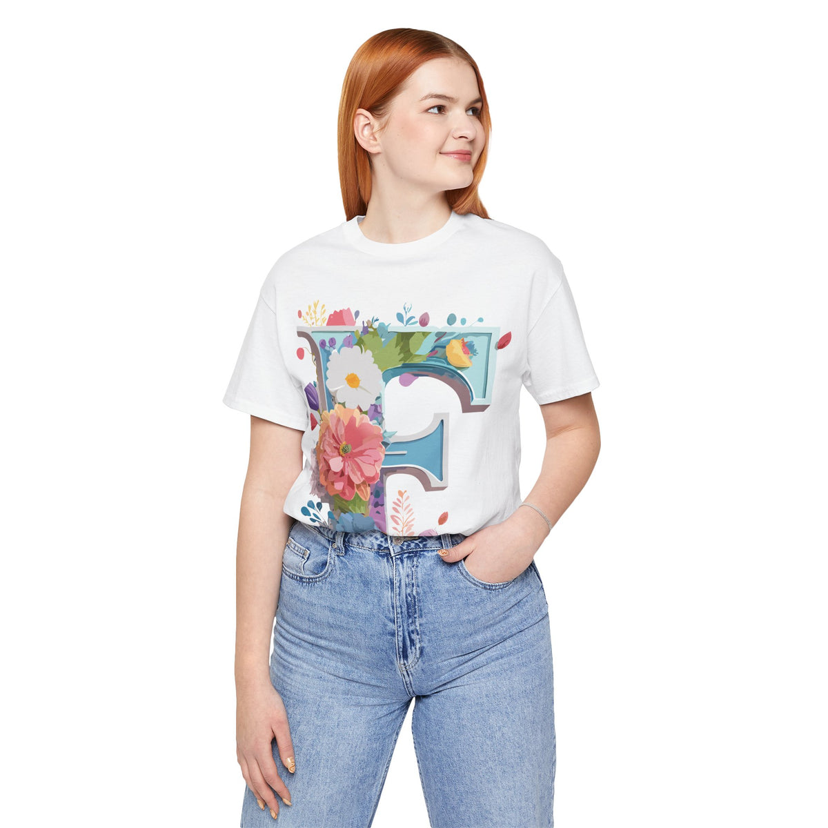 Letter F Graphic Unisex Cotton Bella+Canvas Tee with Art Letter Design