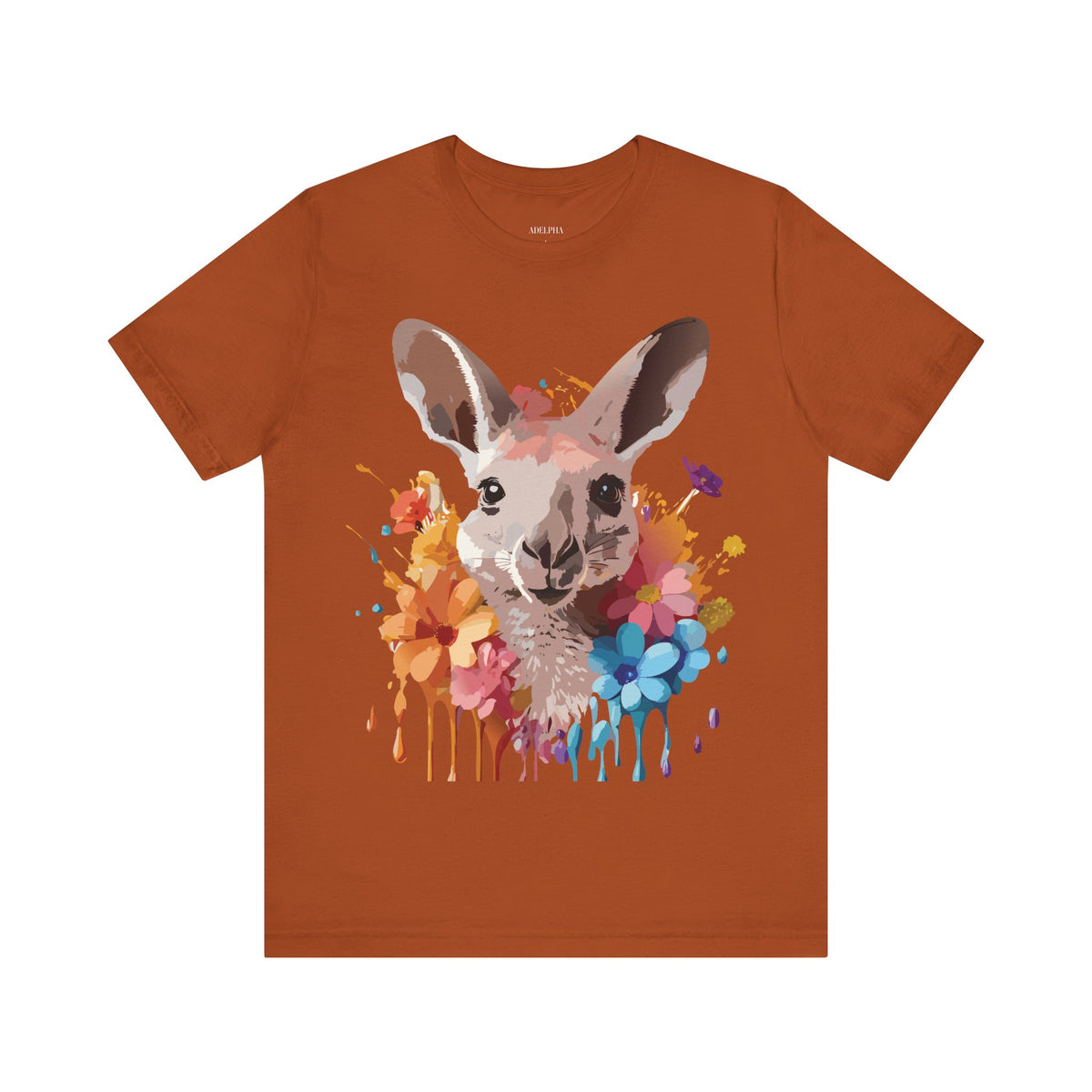 Kangaroo Graphic Unisex Cotton Bella+Canvas Tee with Art Animal Design e36