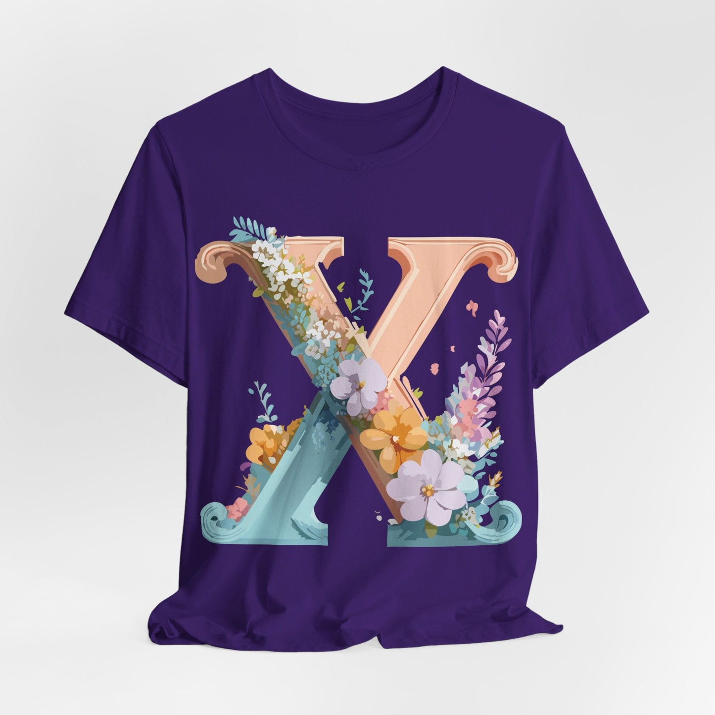 Letter X Shirt Graphic Tee Unisex Short Sleeve Vintage Inspired Adelpha Art Design