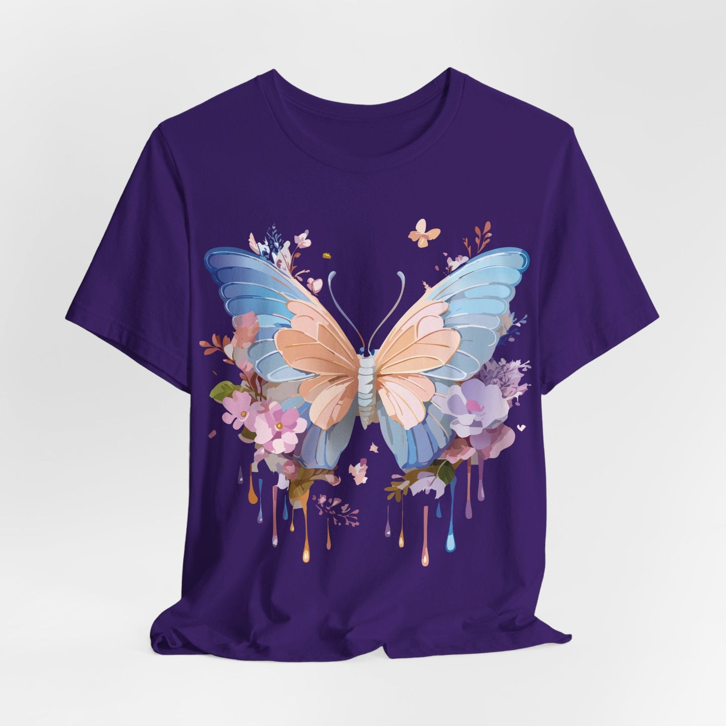 Butterfly Graphic Unisex 100 Cotton Lightweight Vintage Floral Design Jersey Tee 2