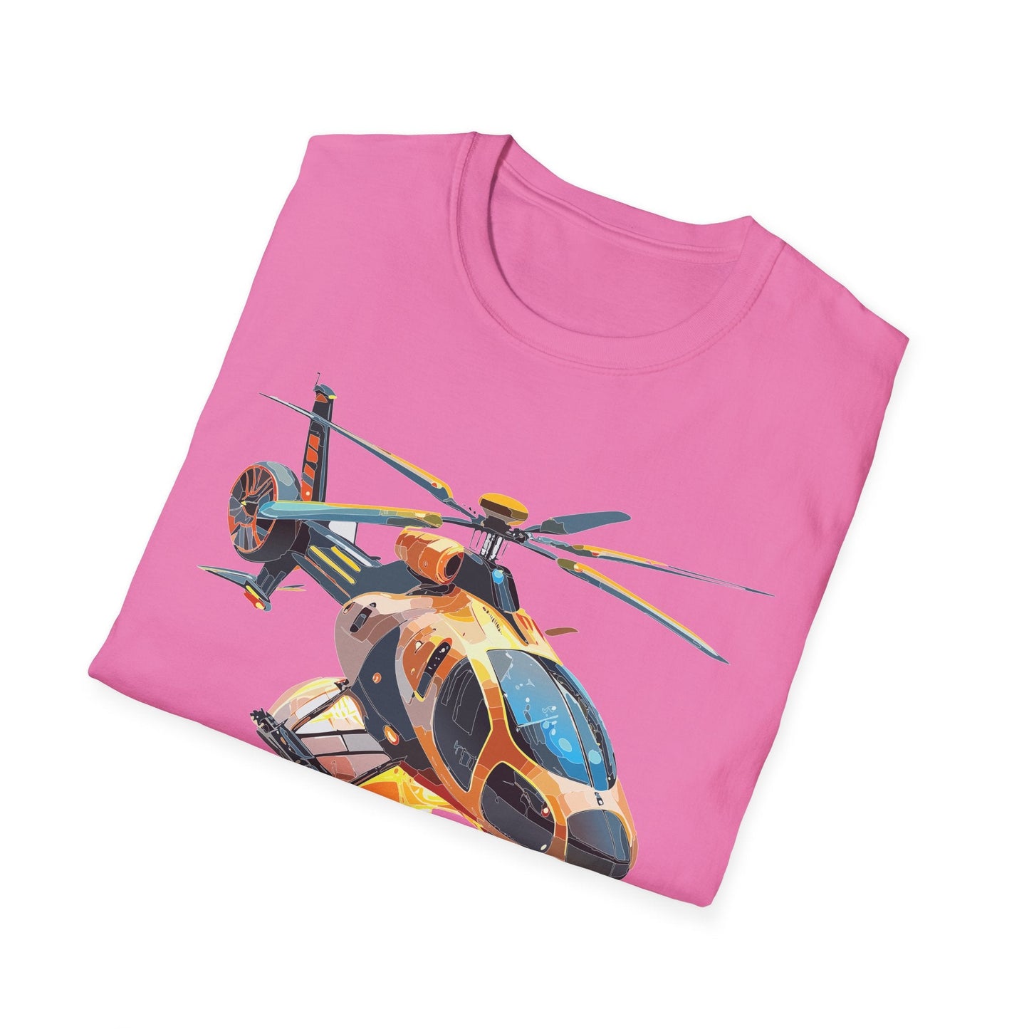 Unisex Helicopter Chopper T Shirt Softstyle 64000 Gildan Durable Lightweight Tee Design