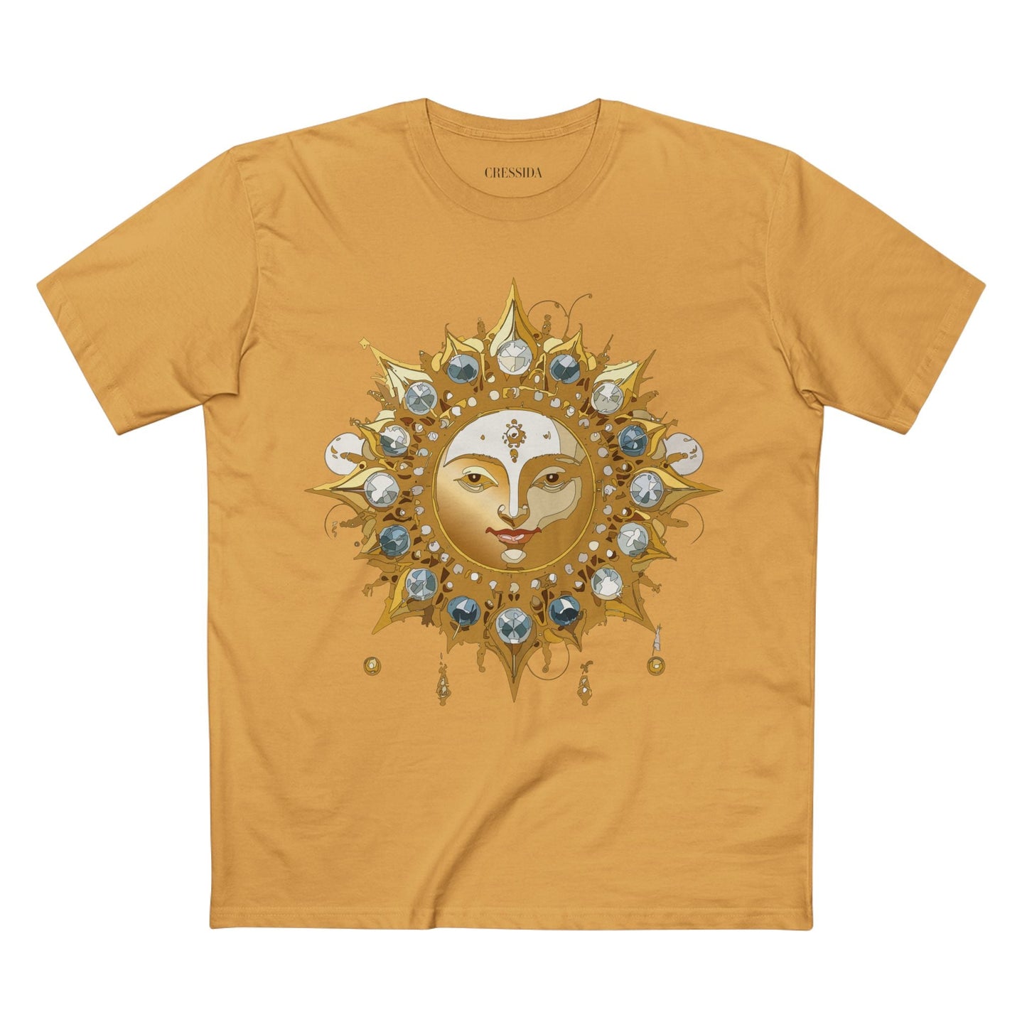 Gold Sun Graphic Unisex 100 Cotton T-Shirt with Golden Art Design 1