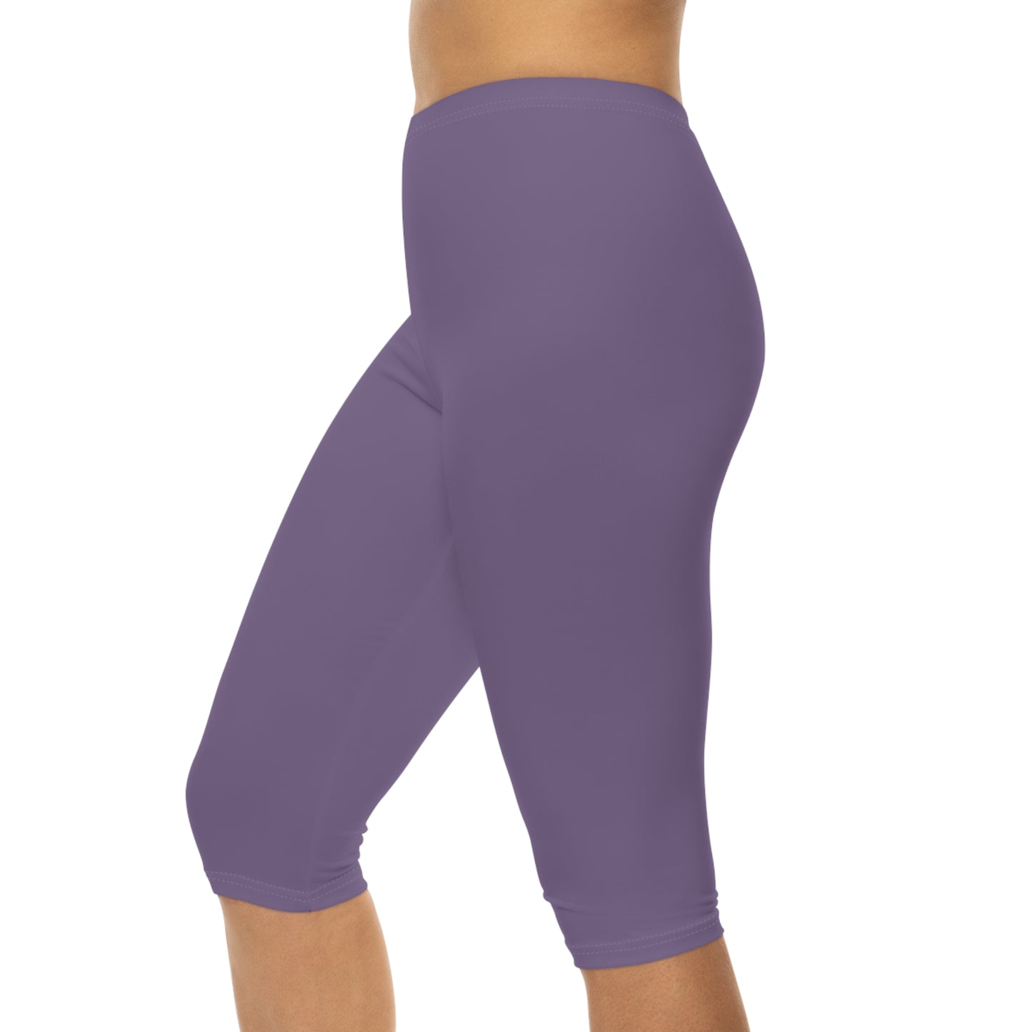 Dirty Purple Color Women's Brushed Suede Poly Span Casual Capri Leggings XS-2XL