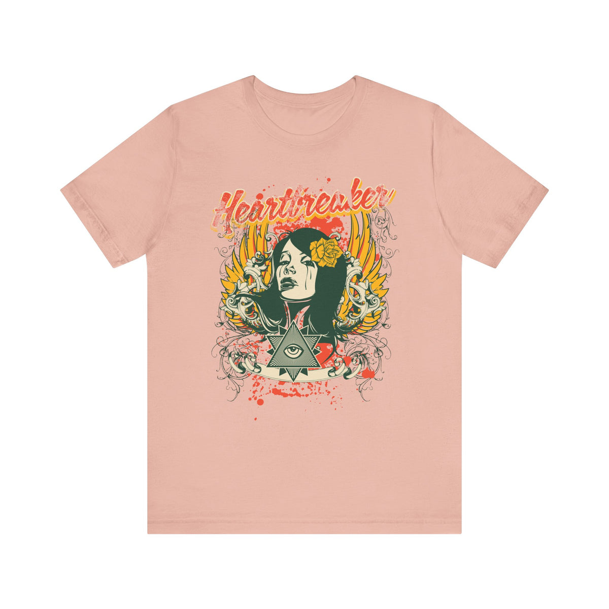 Heartbreaker Illustration Tee Retro Femme Portrait Floral Skull Graphic T-Shirt