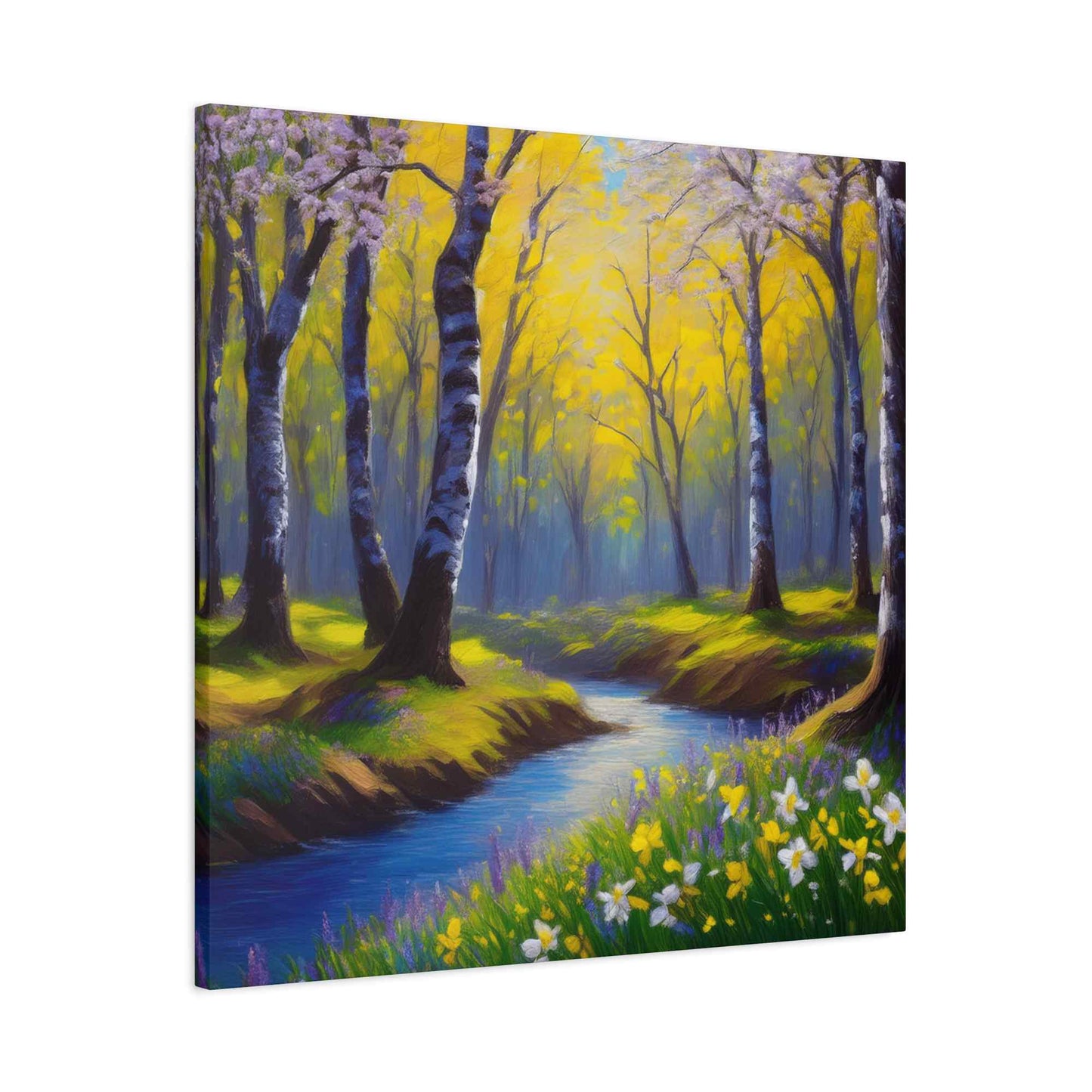 Spring Forest Print Canvas, Oil Paint Print 20x20, 24x24, 30x30, 32x32, 36x36 Art Design Print Pine-Wood Inner Frame MC-93