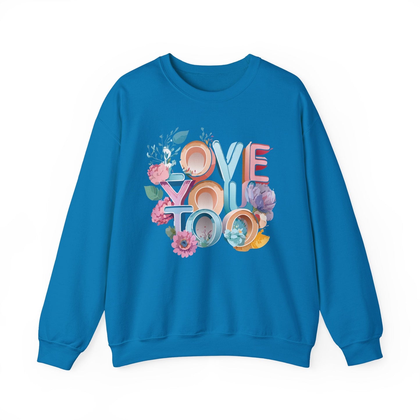 Floral Love Sweatshirt Valentines Day Unisex Crewneck Gildan 18000 Heavy Blend Warm