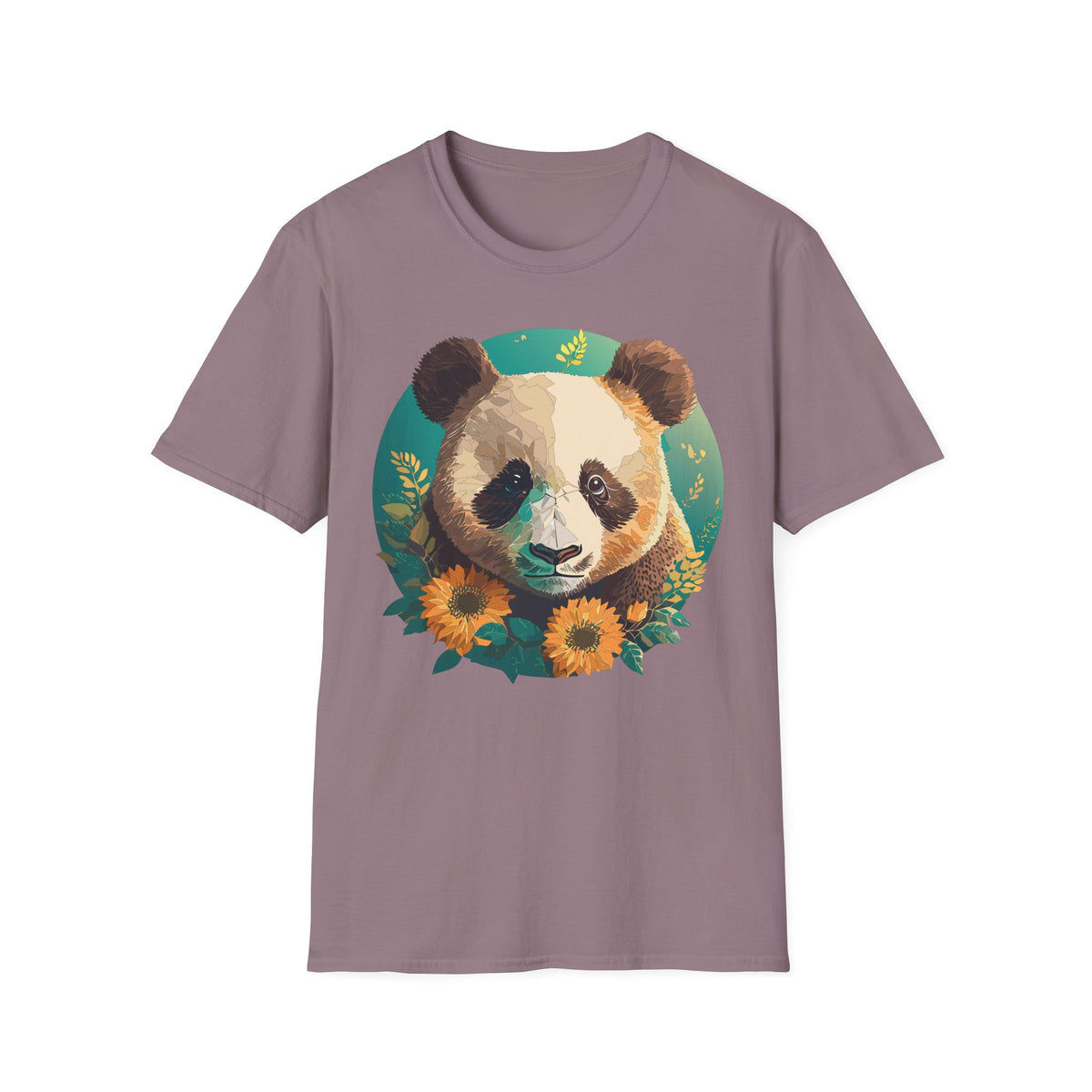 Panda Face with Sunflowers T-Shirt | Cute Floral Bear Graphic