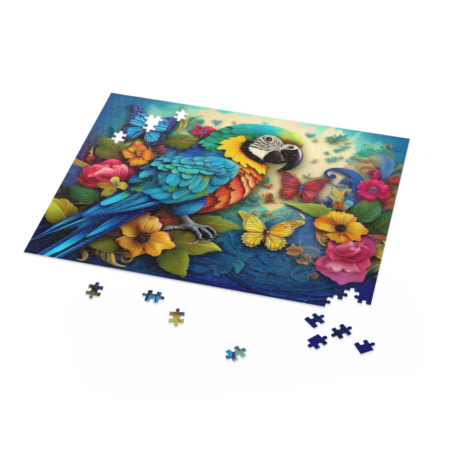 Puzzles-33 Kids Parrot Puzzle 500-Piece | Floral Parrot Puzzle 500-Piece, Birds Kids Puzzles Size: 16" x 20",  Ages 9+
