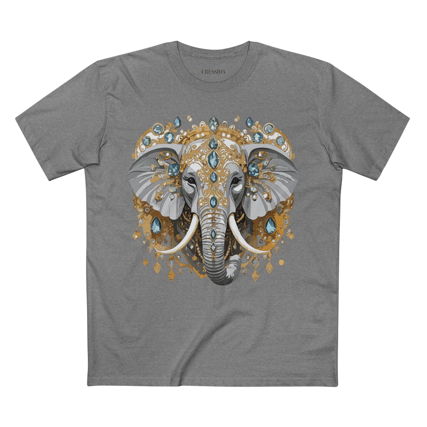 Elephant Graphic Unisex 100 Cotton Tee With Unique Animal Golden Medallion Art Design 38