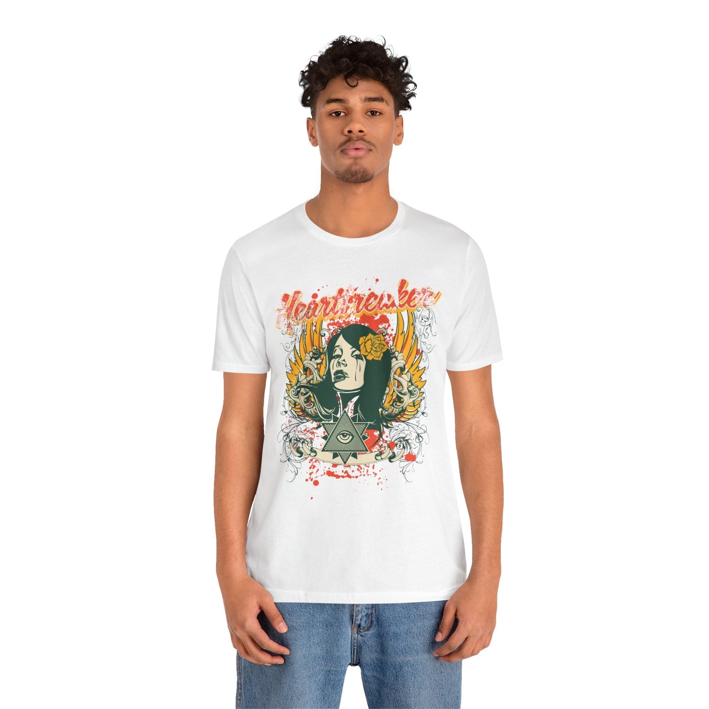 Heartbreaker Illustration Tee Retro Femme Portrait Floral Skull Graphic T-Shirt