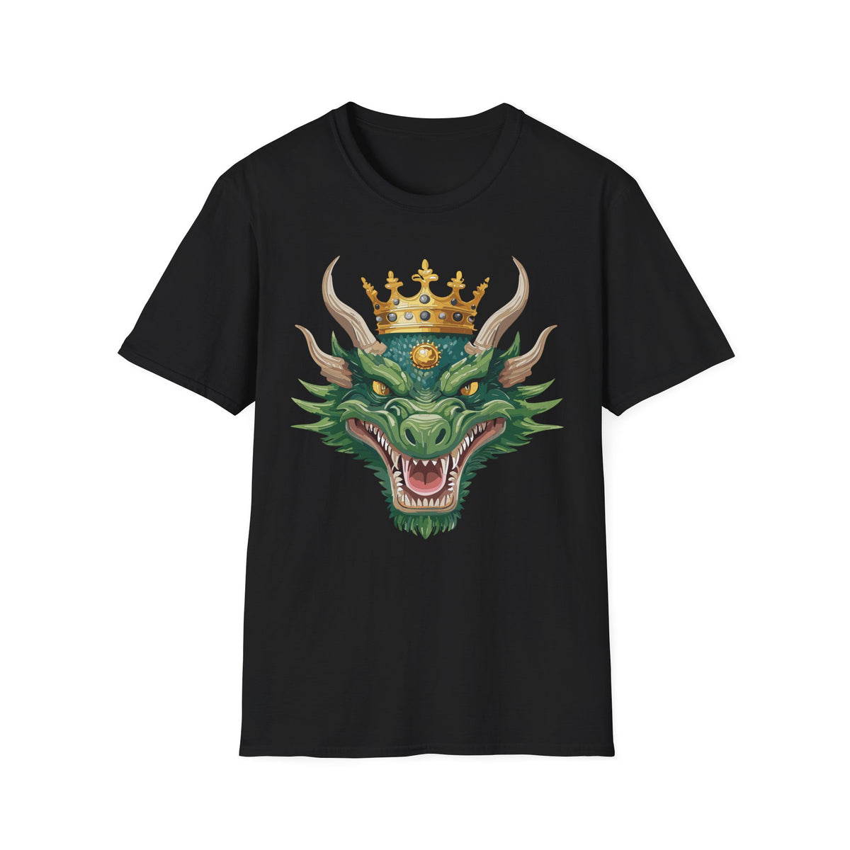 Green Dragon King crown T-Shirt | Mythical Fantasy Dragon head tee