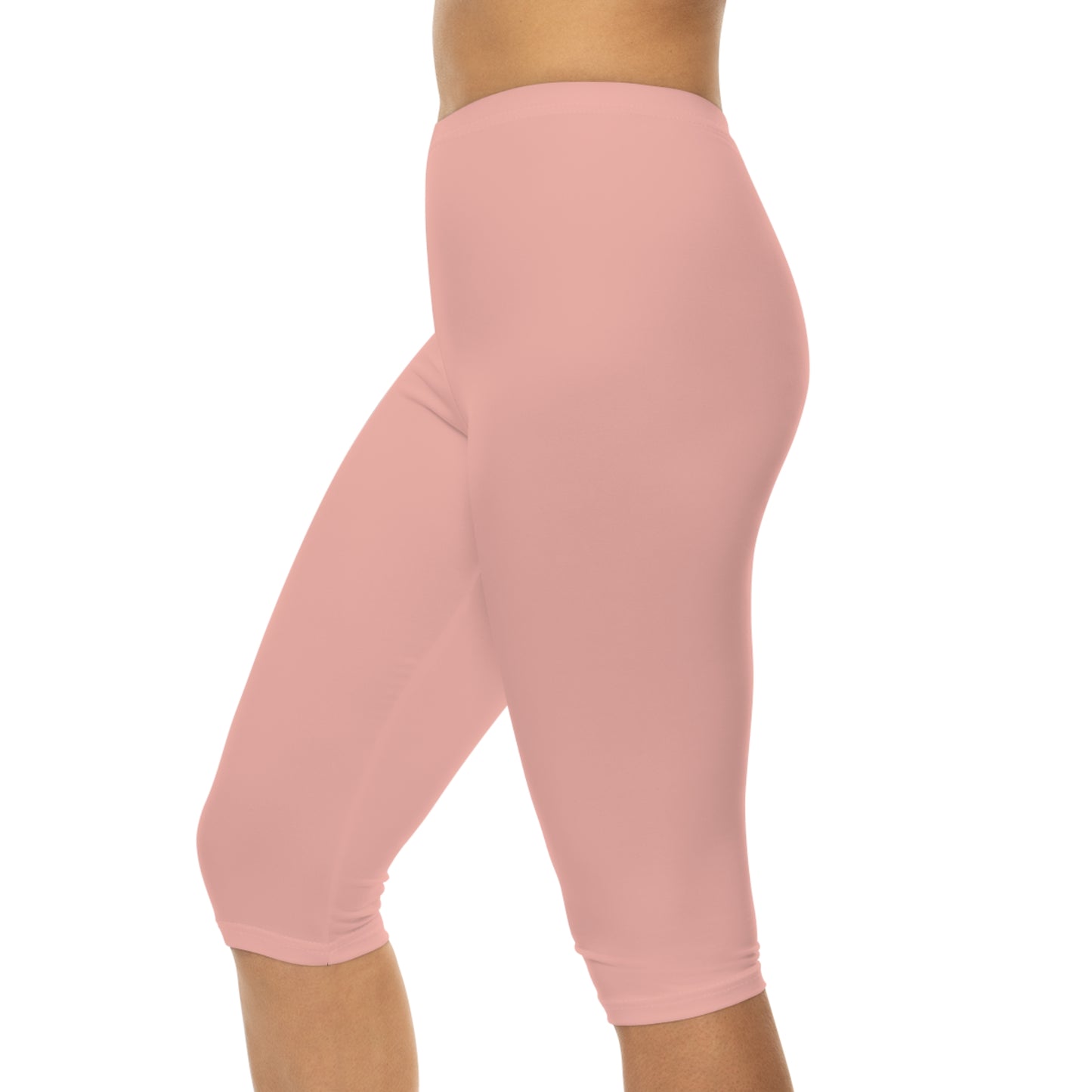 Powder Blush Color Women's Brushed Suede Poly Span Casual Capri Leggings XS-2XL