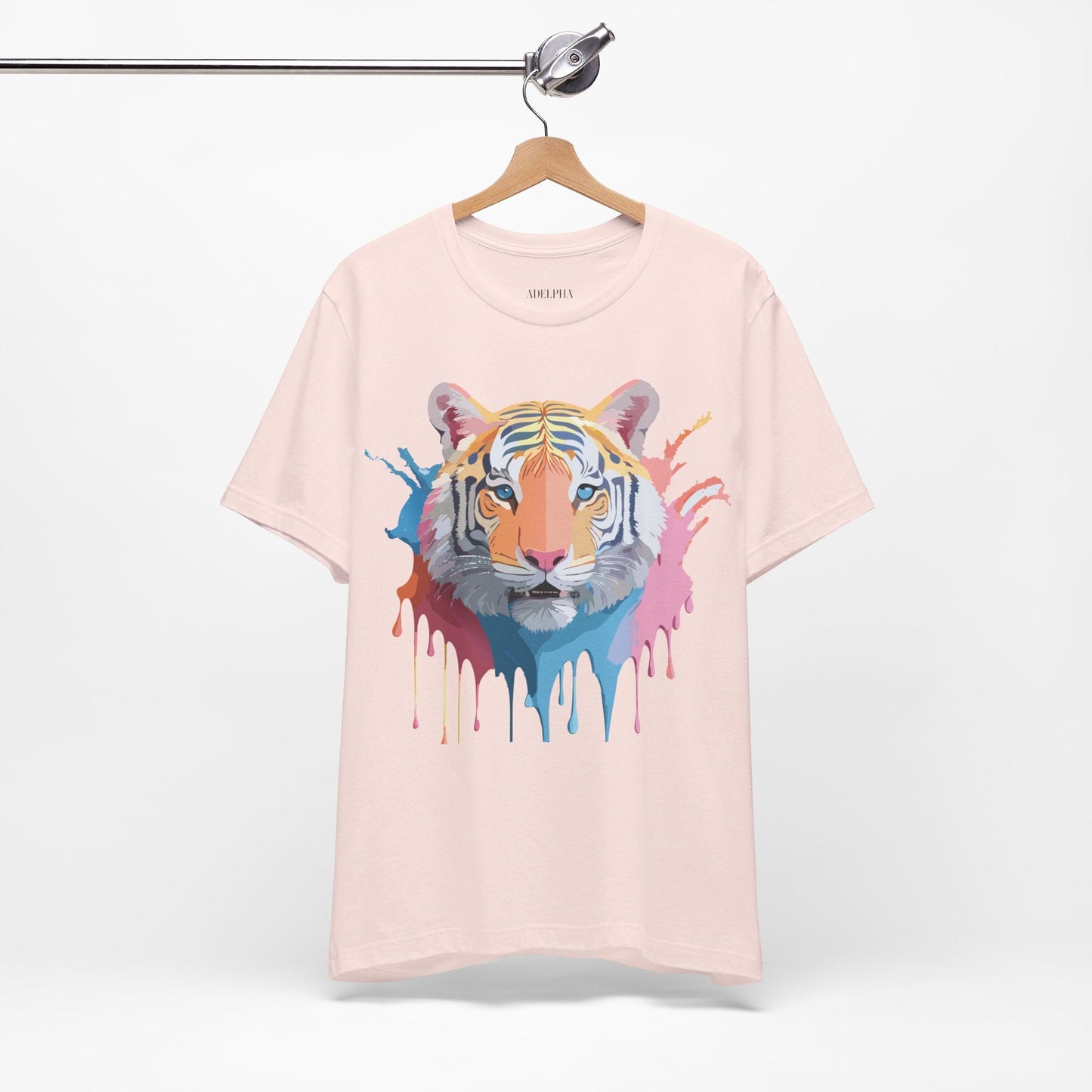 Tiger Graphic Tee Unisex Short Sleeve Shirt With Vintage Inspired Adelpha Artwork