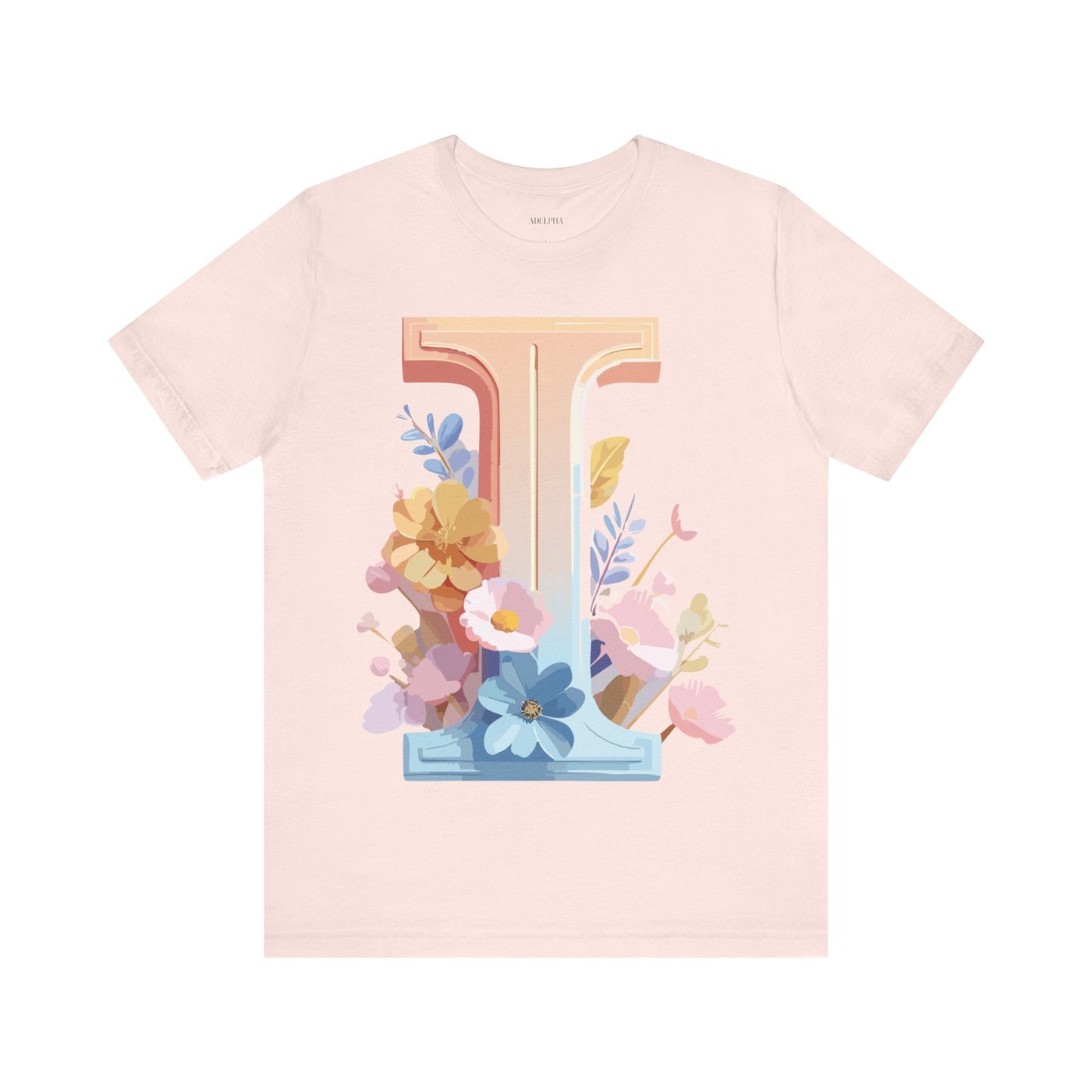 Vintage Inspired Letter I Shirt Unisex Graphic Tee Short Sleeve by Adelpha Premium