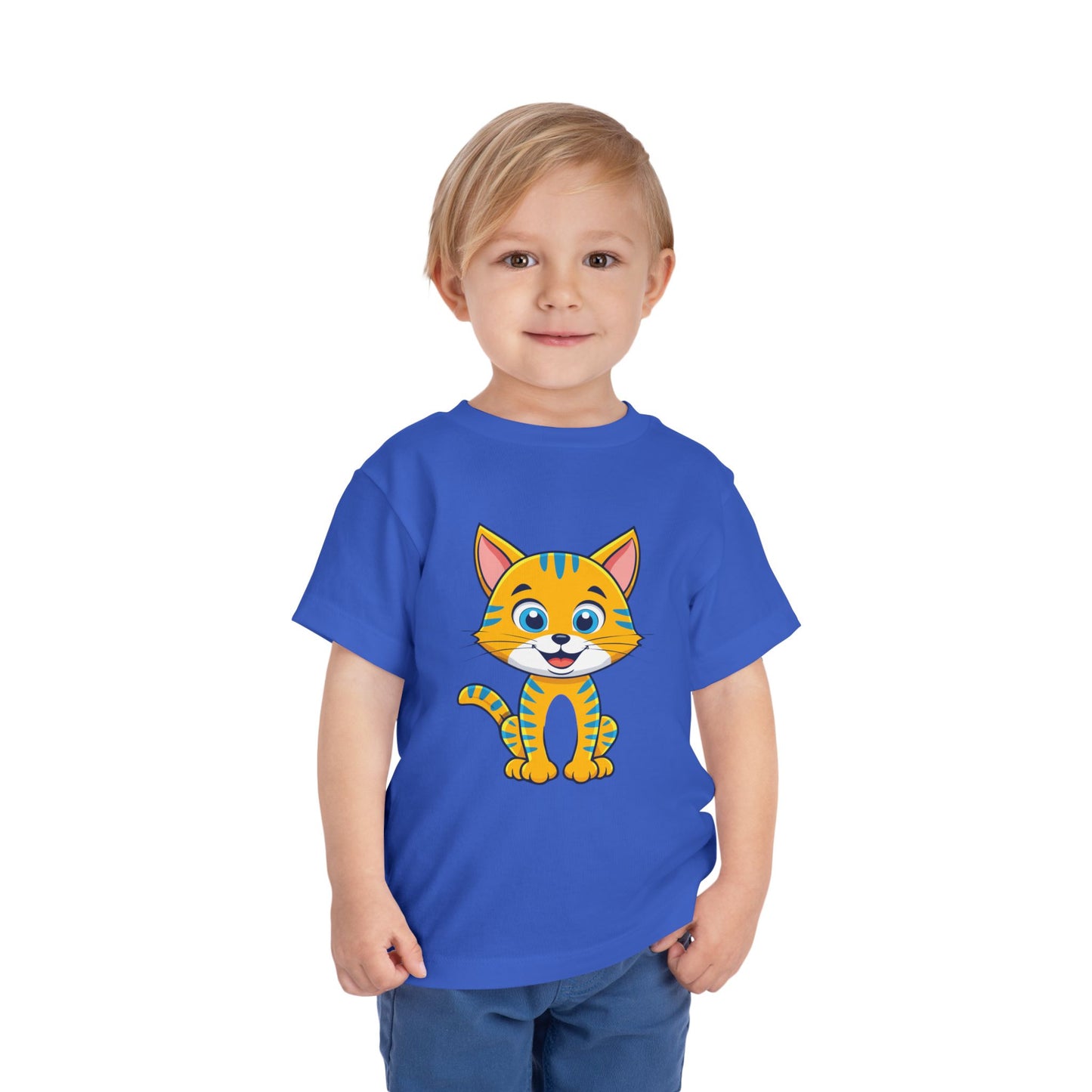 Bonita camiseta de manga corta para niños pequeños con gato: adorable camiseta con gráfico de gatito para niños (2 a 5 años)