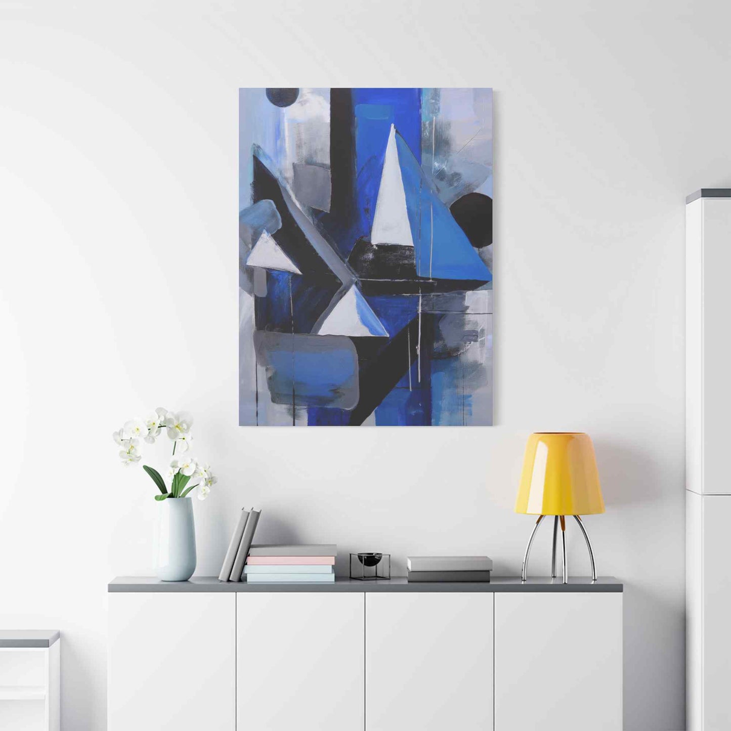 Blue Abstract Painting Print Canvas 20x24,20x30,24x30, 24x32,24x36,30x40, 32x48,36x48,40x60 Pine-Wood Inner Frame ABS-26
