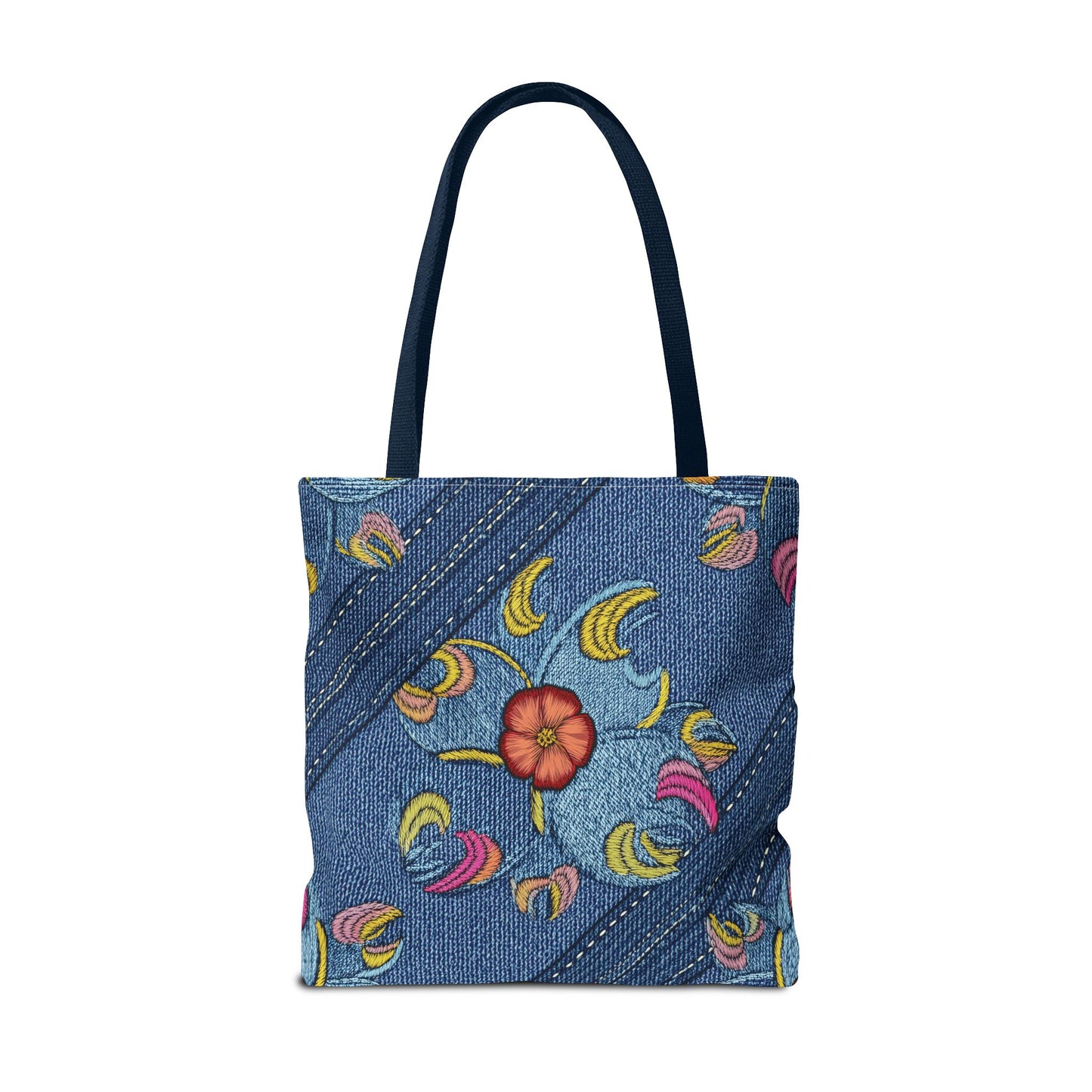 Denim Fabric Imitation Print Unisex Canvas Bag Poly Spun 3 Sizes Tote Bag 159-3