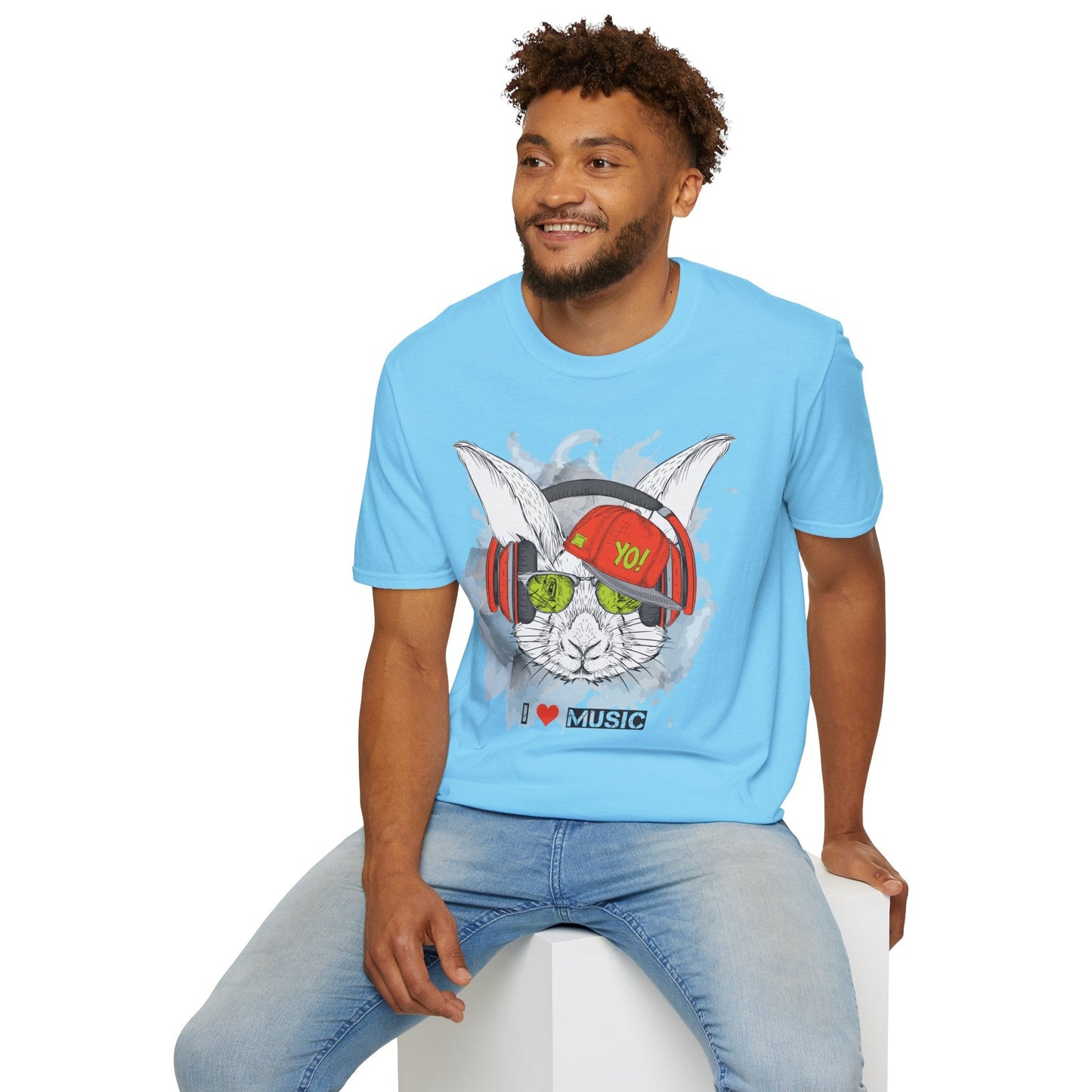 Unisex Music Animals Shirt With Headphones Softstyle Short Sleeve Tee Gildan 64000