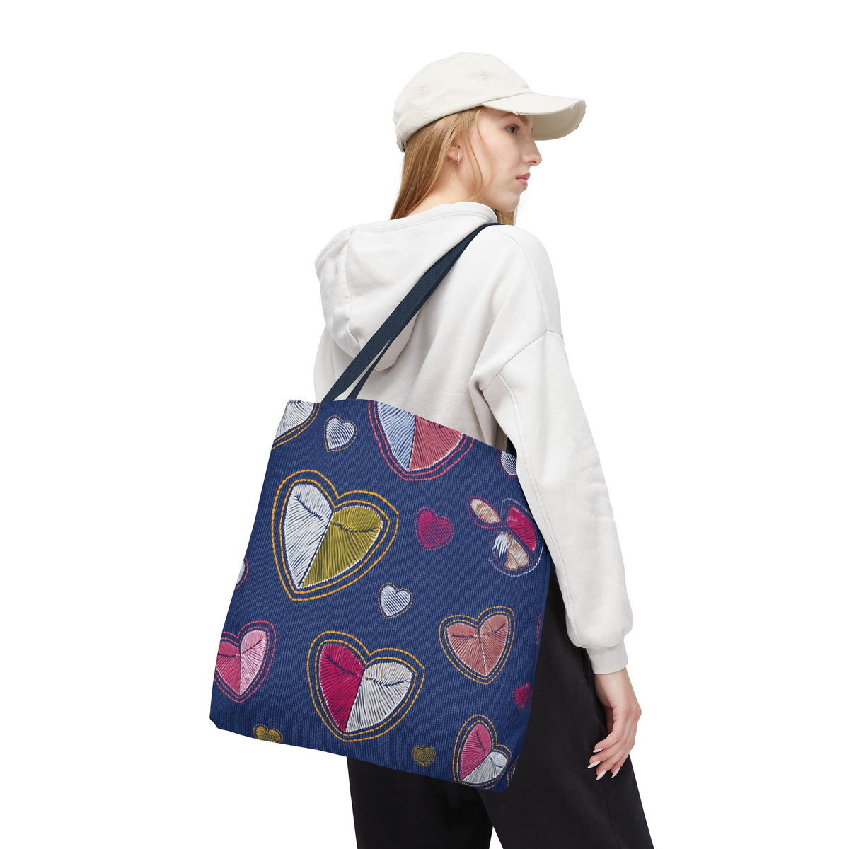 Love Day Graphic Design Denim Fabric Imitation Print Unisex Canvas Bag POLY 3 Sizes Tote Bag 201-7